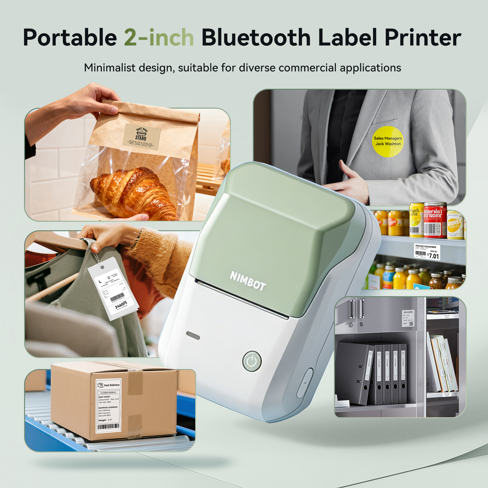 NB493 - NIIMBOT - B1 - DRAAGBARE TERMIESE ETIKET BLUETOOTH-DRUKKER INSLUITEND GRATIS ETIKET (50*30MM - WIT)