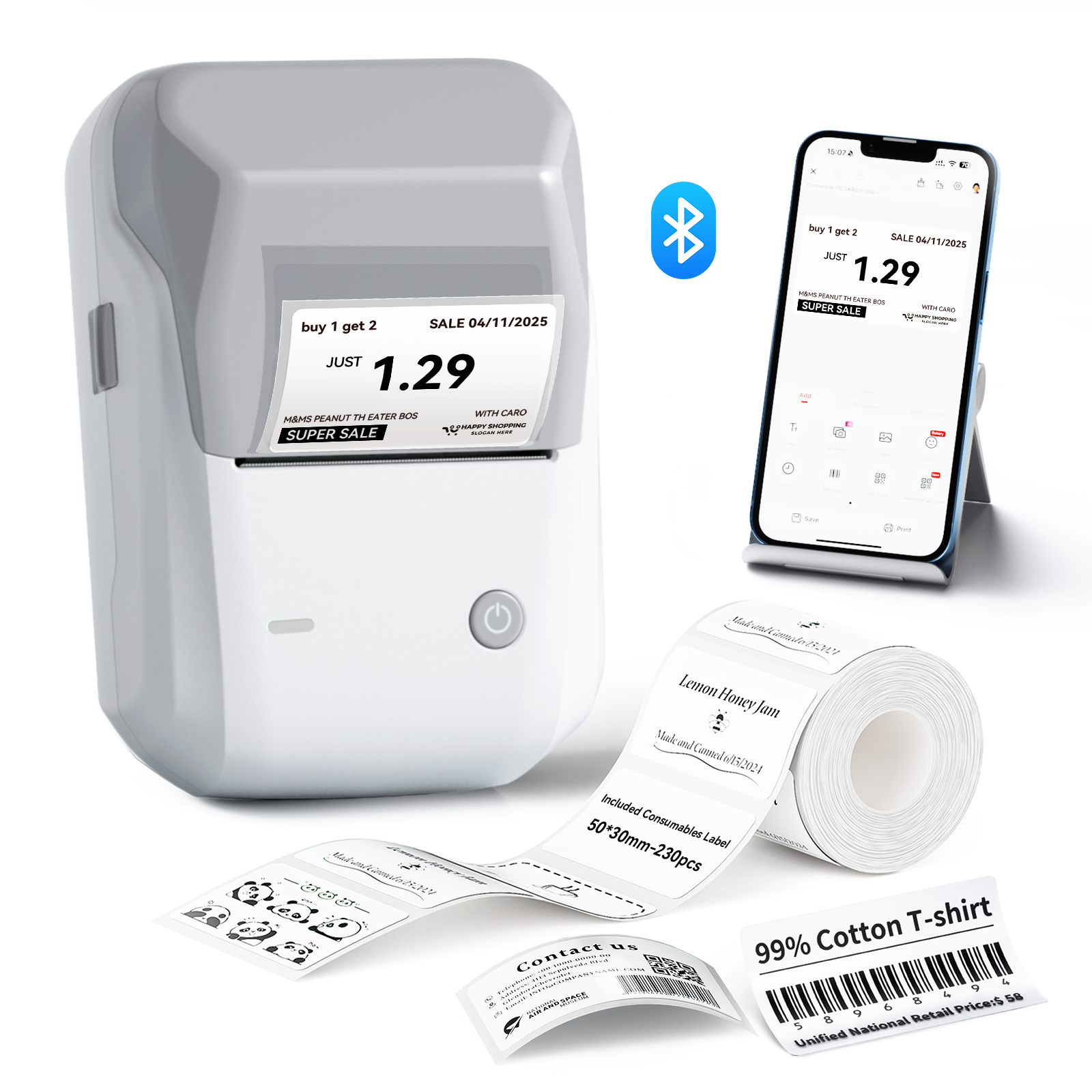 NB493 - Niimbot - B1 - Portable Thermal Label Bluetooth Printer Incl Free White Label (50x30mm)