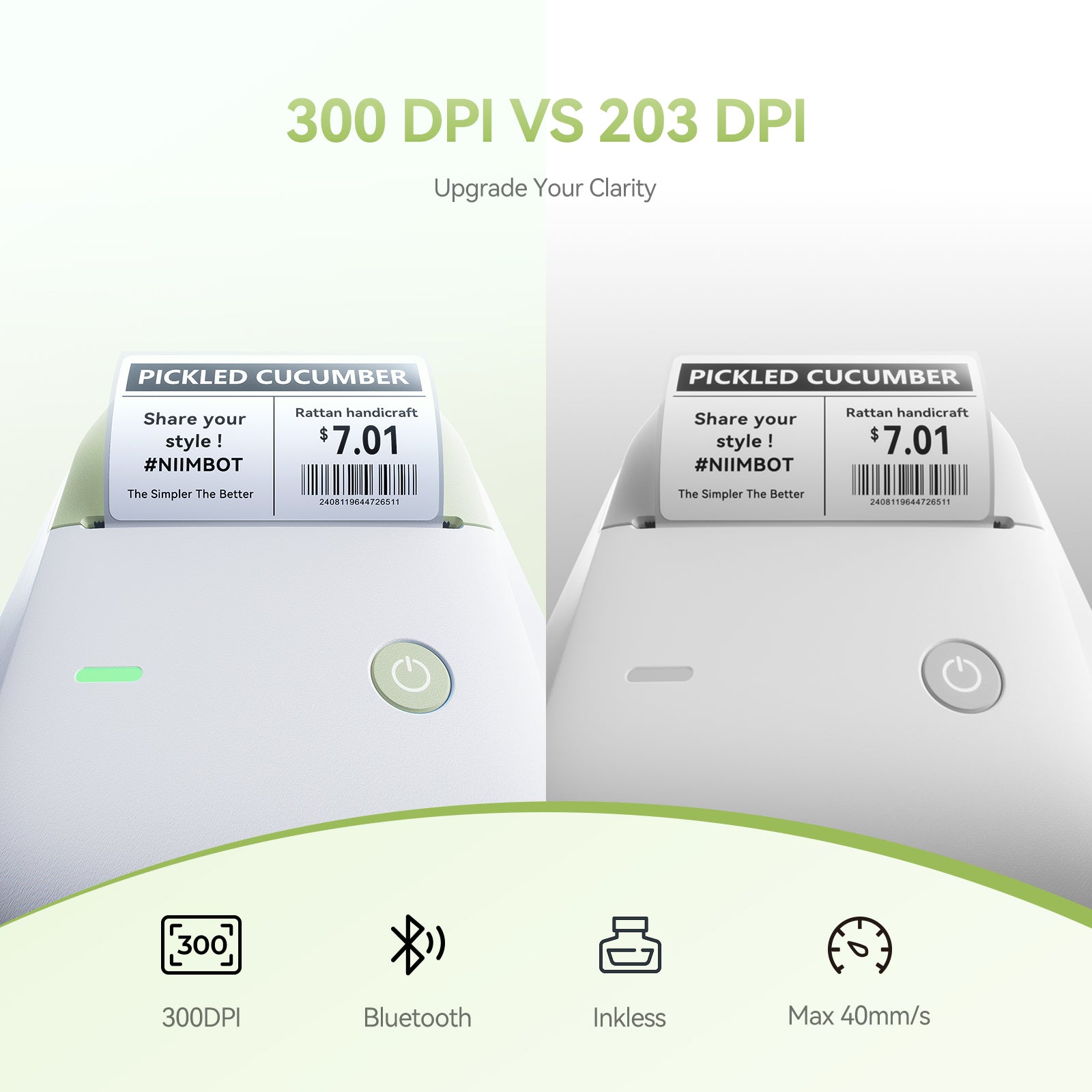 NB806 - NIIMBOT - B1_PRO - 300DPI - PORTABLE THERMAL LABEL PRINTER INCL FREE LABEL ROLL (50X30MM)