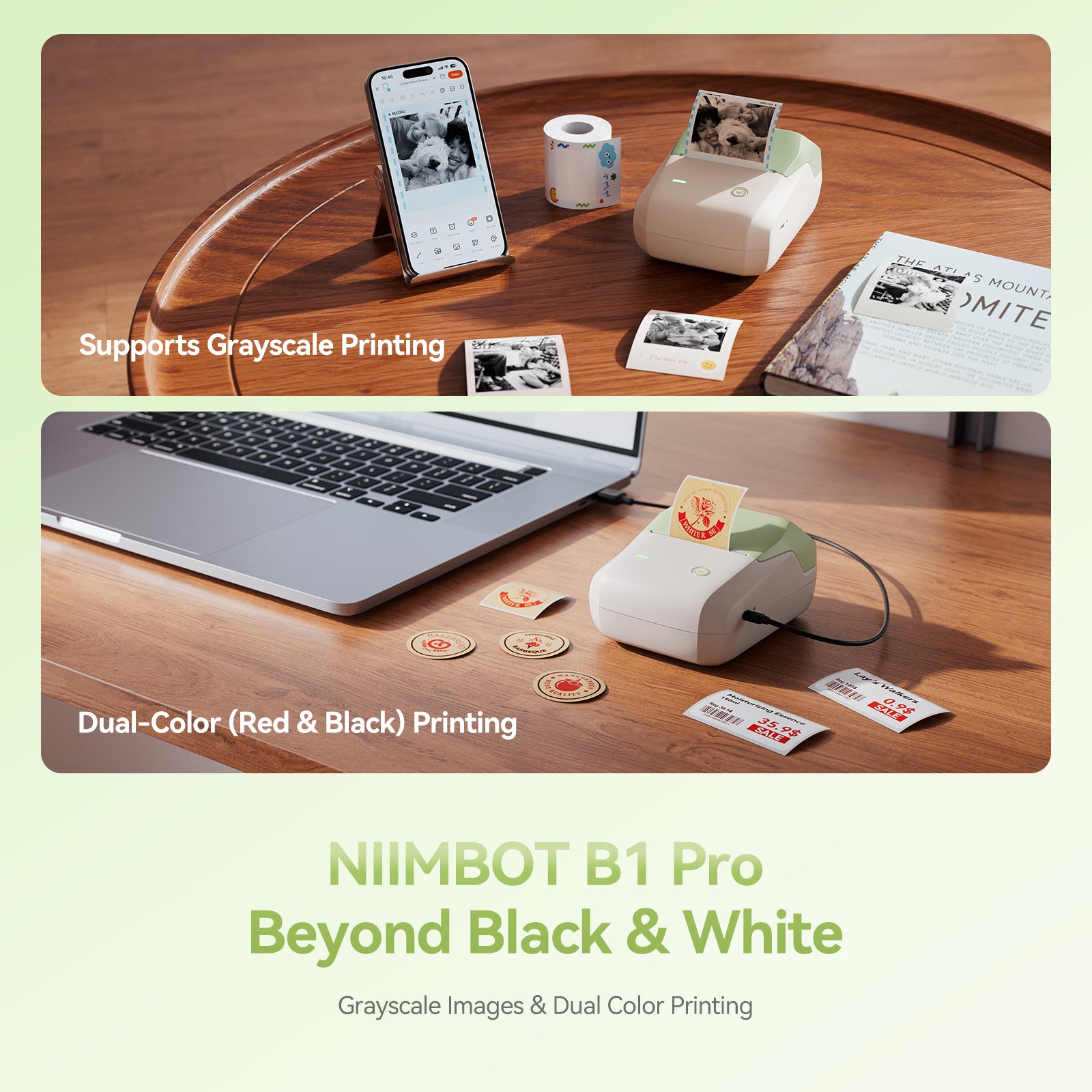 NB806 - NIIMBOT - B1_PRO - 300DPI - PORTABLE THERMAL LABEL PRINTER INCL FREE LABEL ROLL (50X30MM)