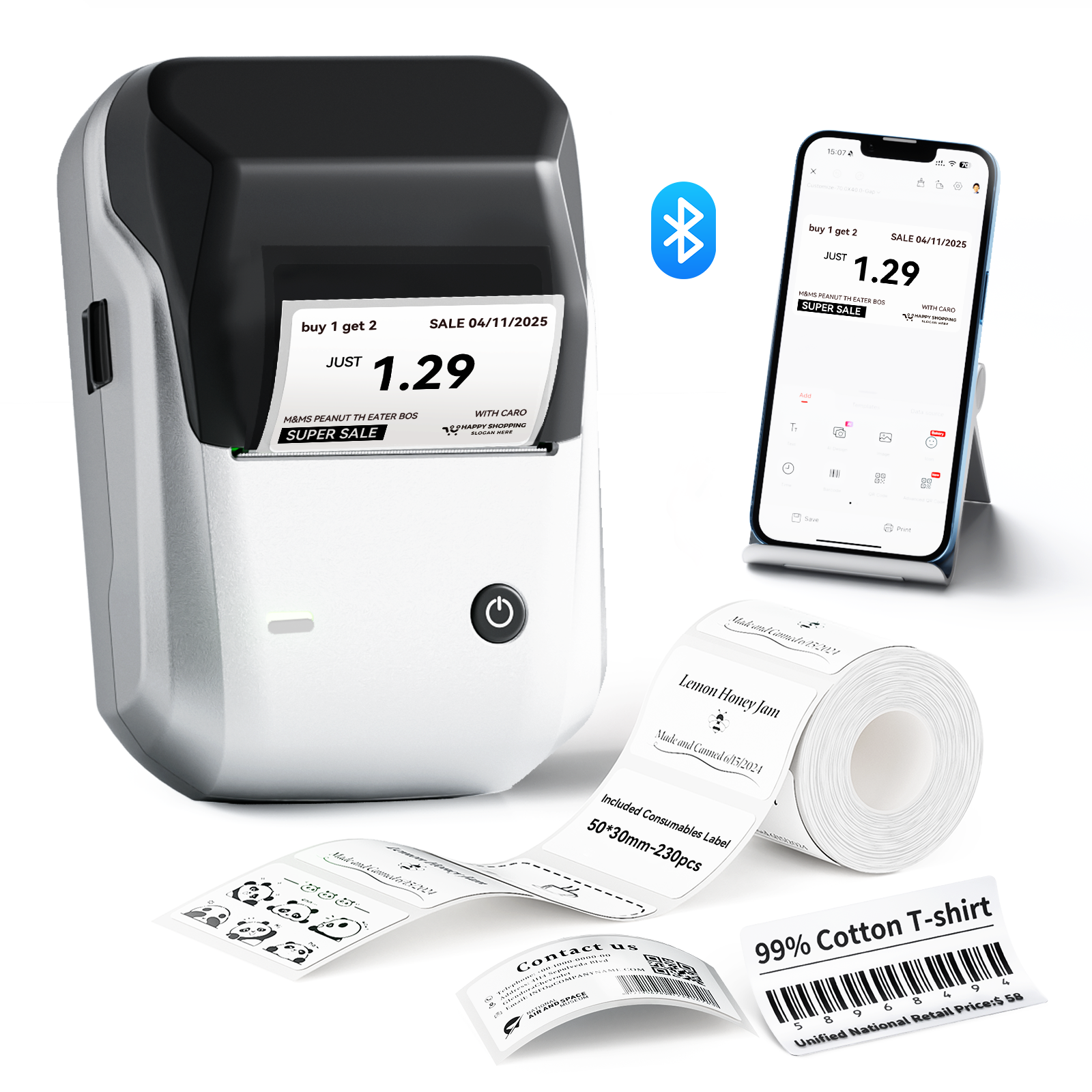 NB493 - Niimbot - B1 - Portable Thermal Label Bluetooth Printer Incl Free White Label (50x30mm)