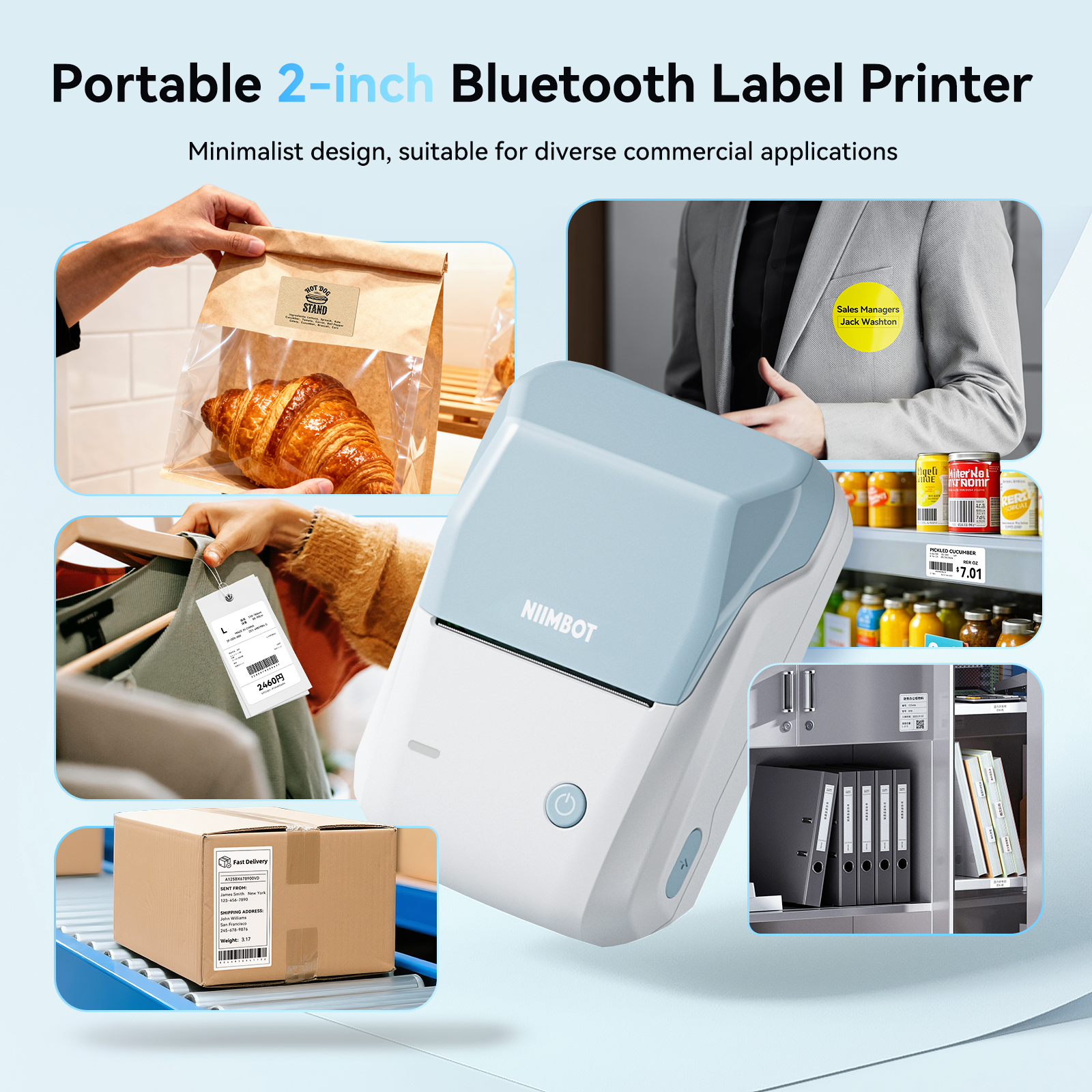 NB493 - NIIMBOT - B1 - DRAAGBARE TERMIESE ETIKET BLUETOOTH-DRUKKER INSLUITEND GRATIS ETIKET (50*30MM - WIT)