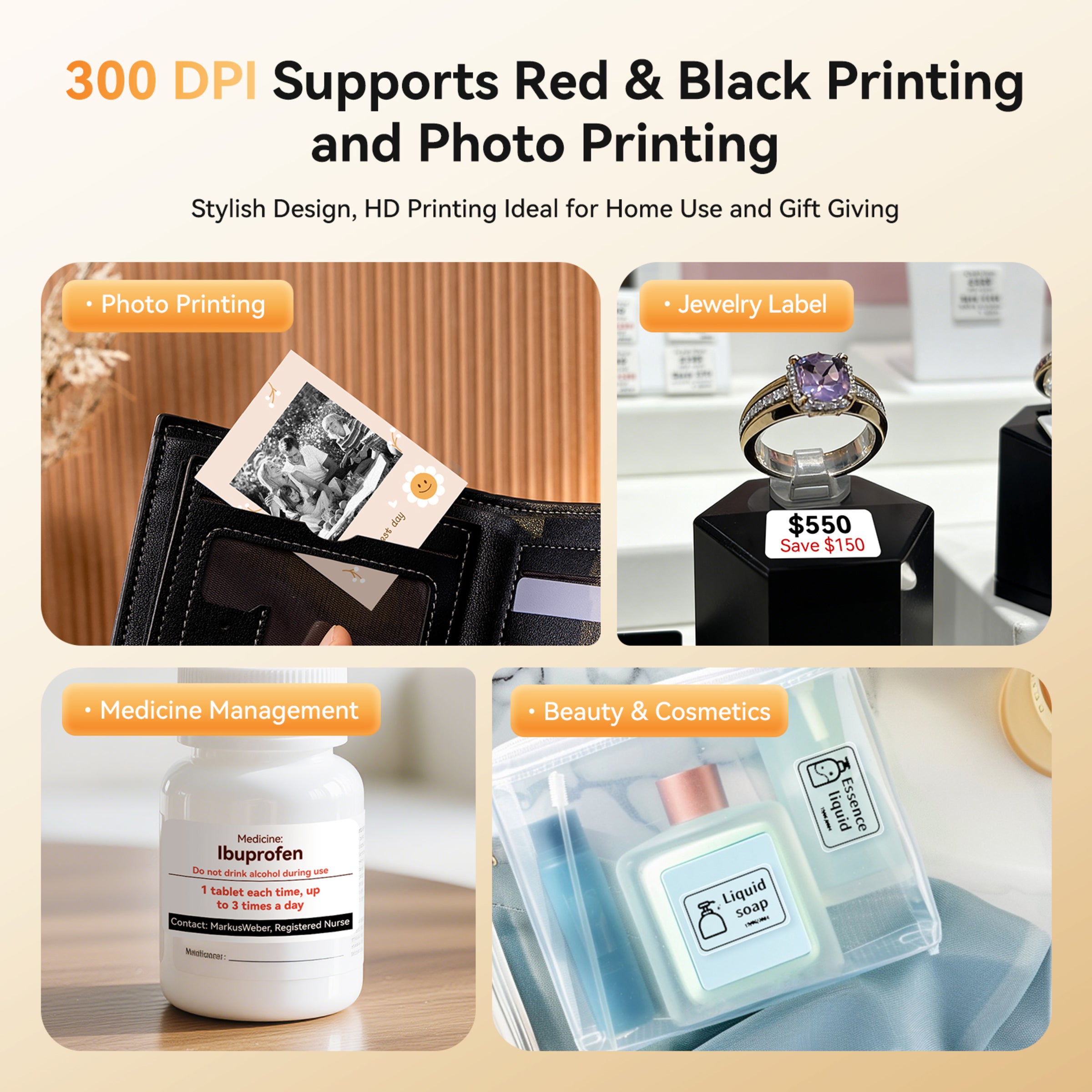 NB607 - NIIMBOT - B21_PRO - 300DPI - PORTABLE THERMAL LABEL BLUETOOTH PRINTER INCL FREE LABEL ROLL (50X30MM)