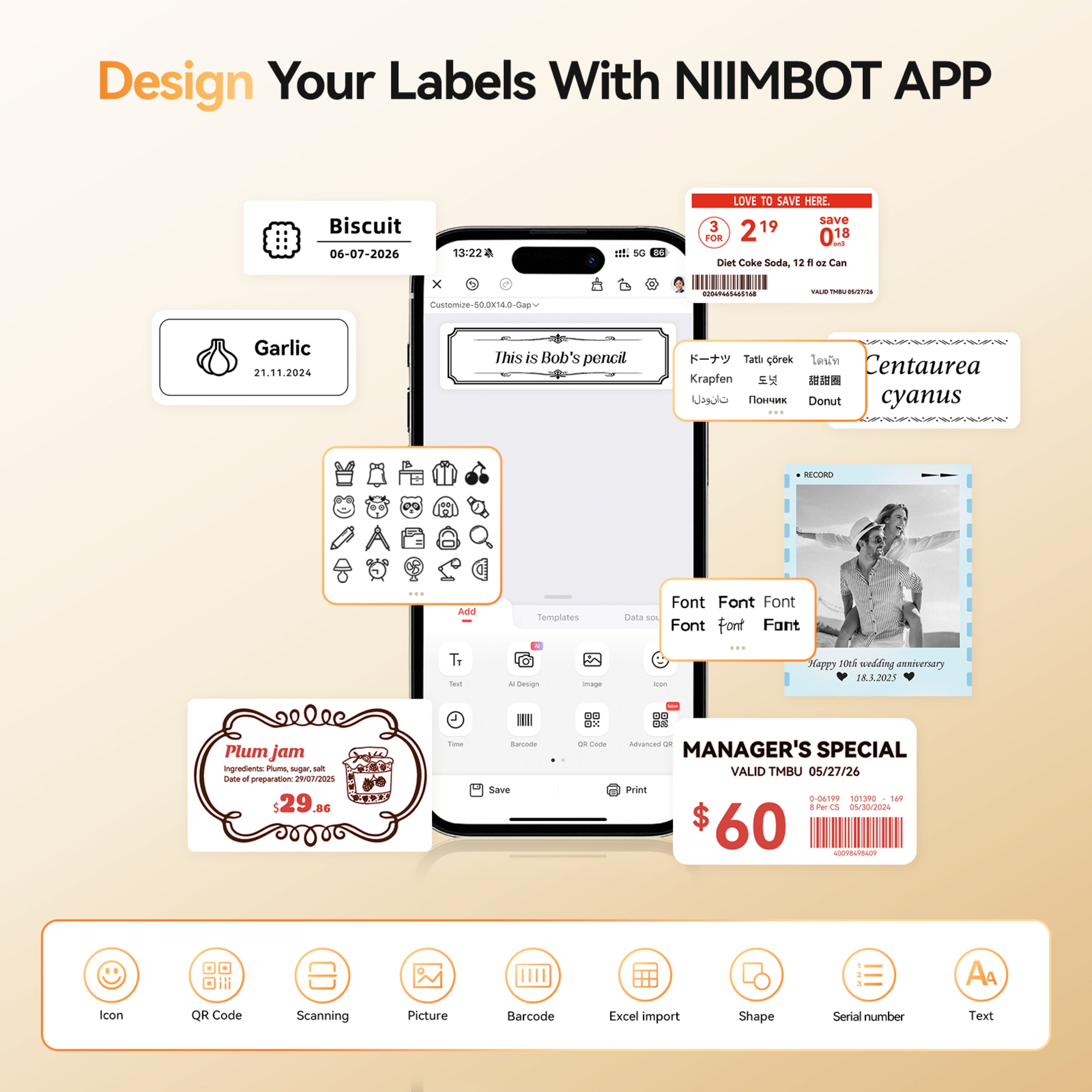 NB607 - NIIMBOT - B21_PRO - 300DPI - PORTABLE THERMAL LABEL BLUETOOTH PRINTER INCL FREE LABEL ROLL (50X30MM)