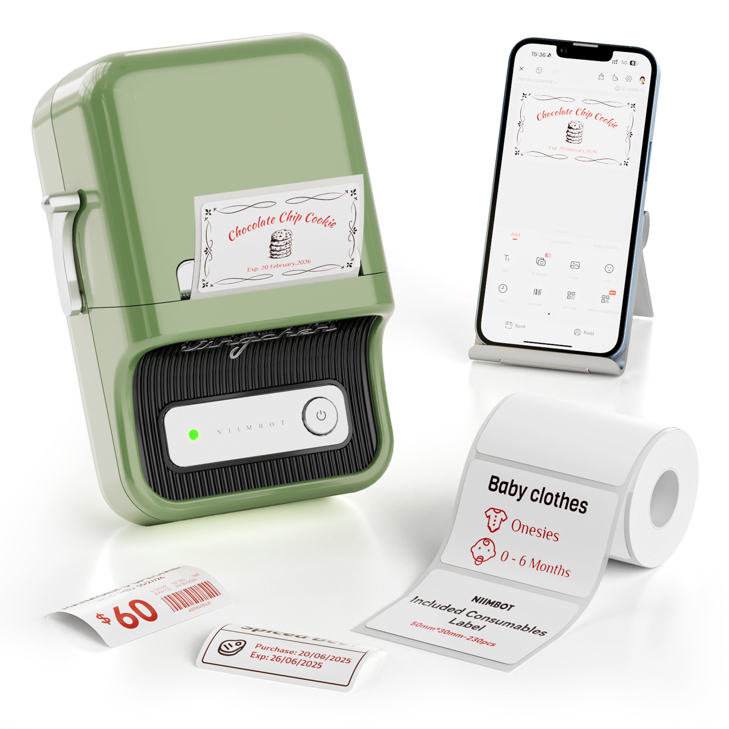 NB607 - NIIMBOT - B21_PRO - 300DPI - PORTABLE THERMAL LABEL BLUETOOTH PRINTER INCL FREE LABEL ROLL (50X30MM)