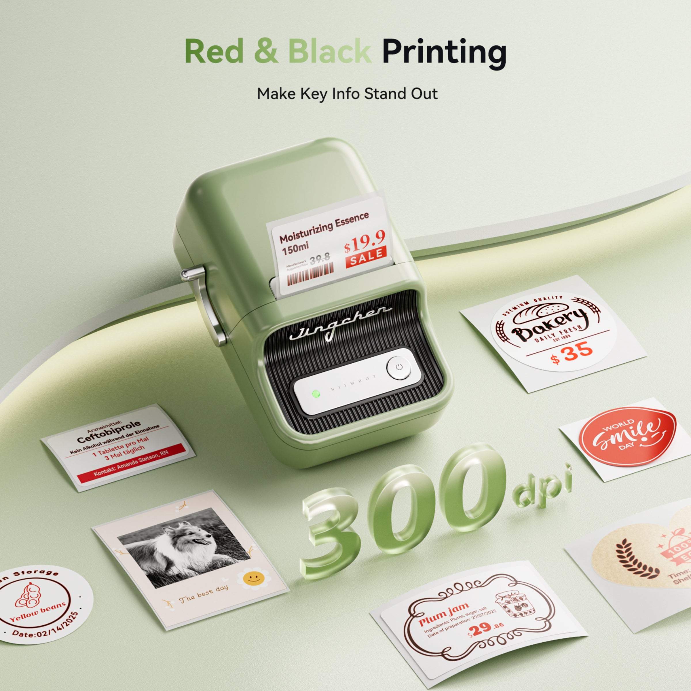 NB607 - NIIMBOT - B21_PRO - 300DPI - PORTABLE THERMAL LABEL BLUETOOTH PRINTER INCL FREE LABEL ROLL (50X30MM)