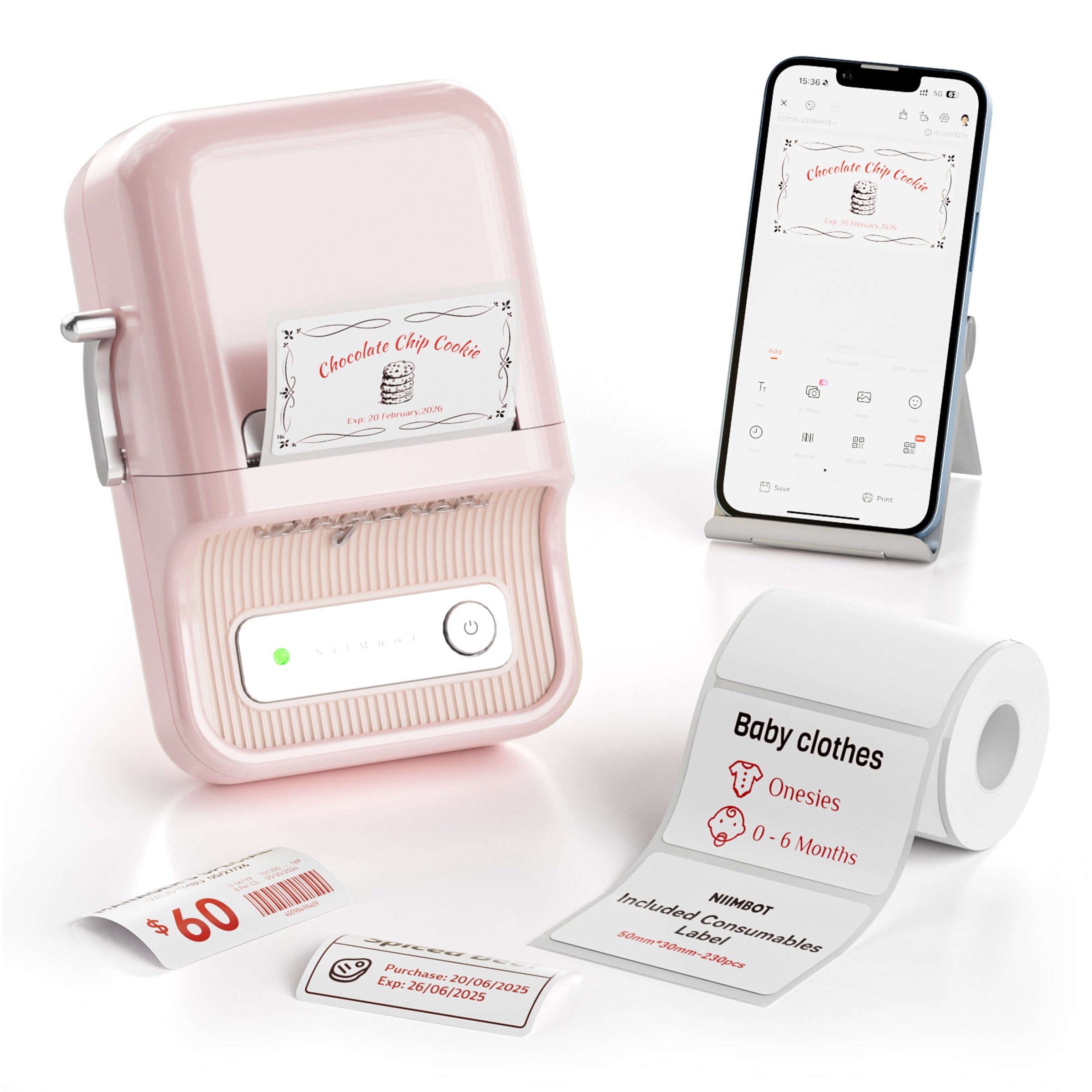 NB607 - NIIMBOT - B21_PRO - 300DPI - PORTABLE THERMAL LABEL BLUETOOTH PRINTER INCL FREE LABEL ROLL (50X30MM)