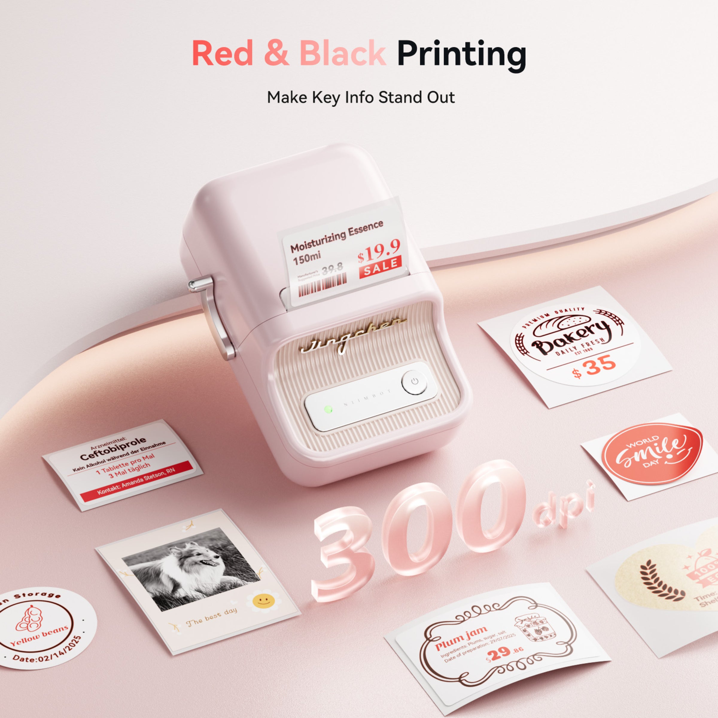 NB607 - NIIMBOT - B21_PRO - 300DPI - PORTABLE THERMAL LABEL BLUETOOTH PRINTER INCL FREE LABEL ROLL (50X30MM)