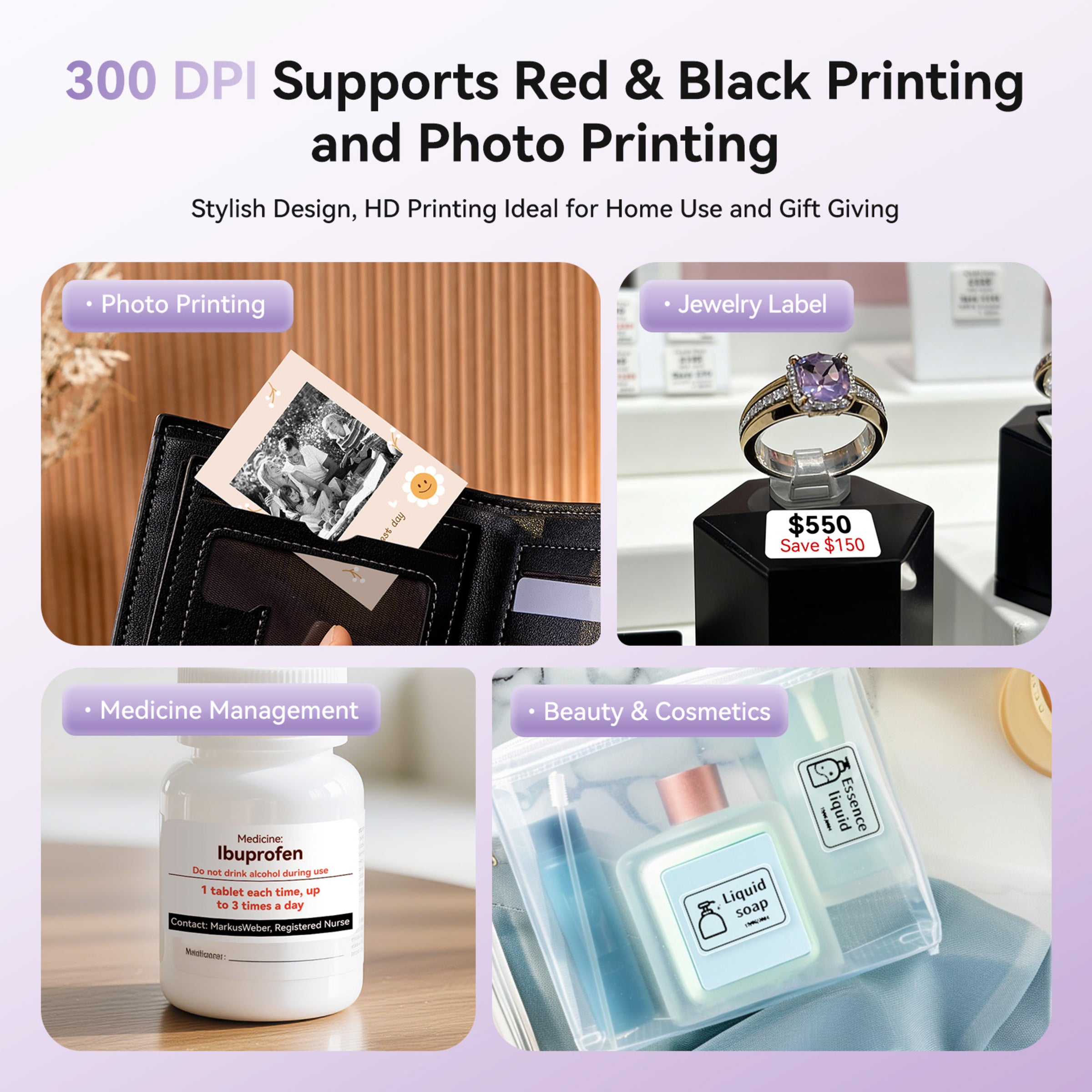 NB607 - NIIMBOT - B21_PRO - 300DPI - PORTABLE THERMAL LABEL BLUETOOTH PRINTER INCL FREE LABEL ROLL (50X30MM)