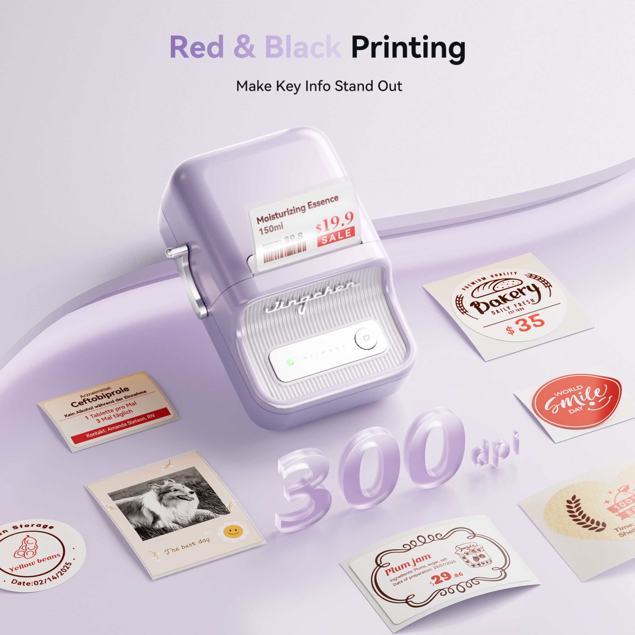 NB607 - NIIMBOT - B21_PRO - 300DPI - PORTABLE THERMAL LABEL BLUETOOTH PRINTER INCL FREE LABEL ROLL (50X30MM)