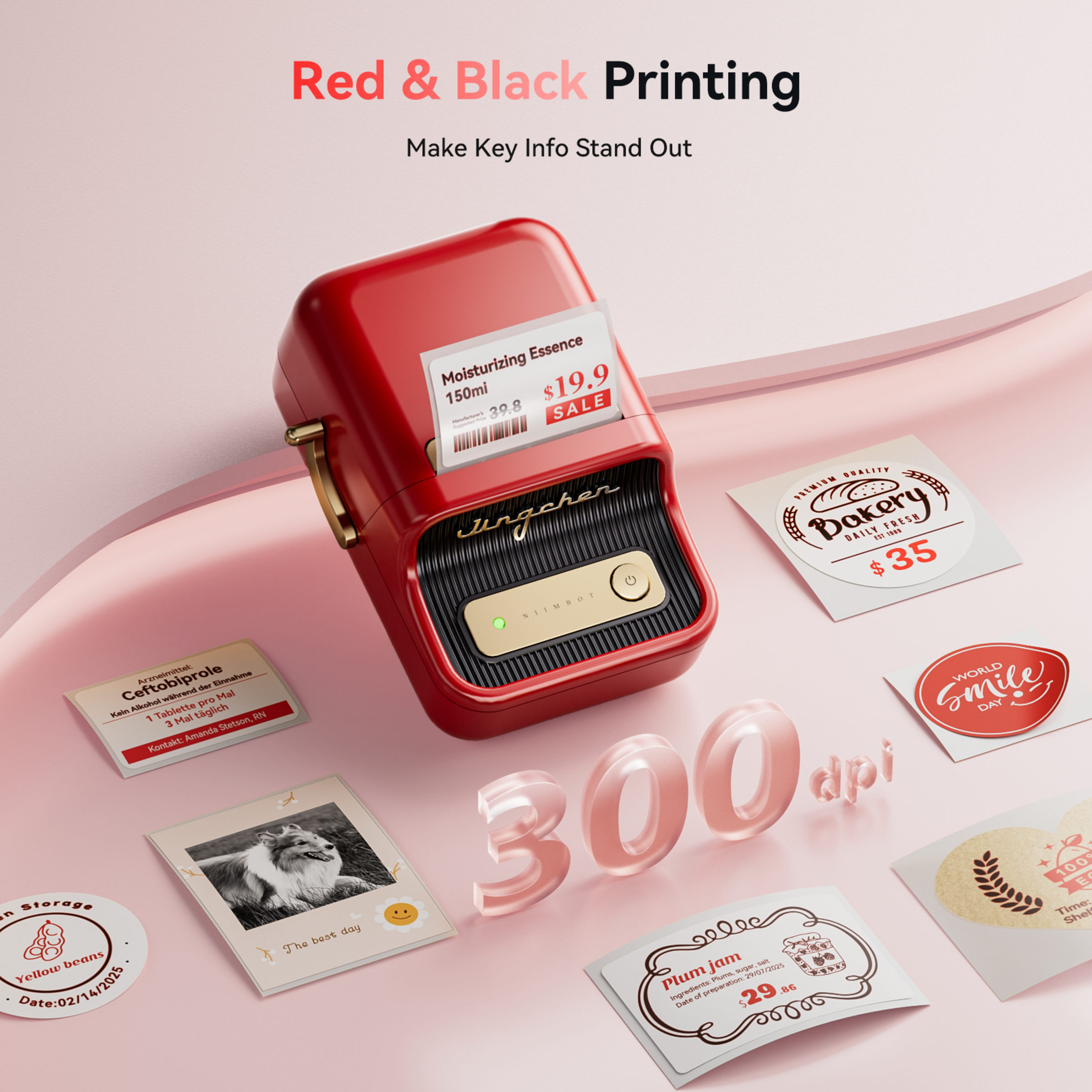 NB607 - NIIMBOT - B21_PRO - 300DPI - PORTABLE THERMAL LABEL BLUETOOTH PRINTER INCL FREE LABEL ROLL (50X30MM)