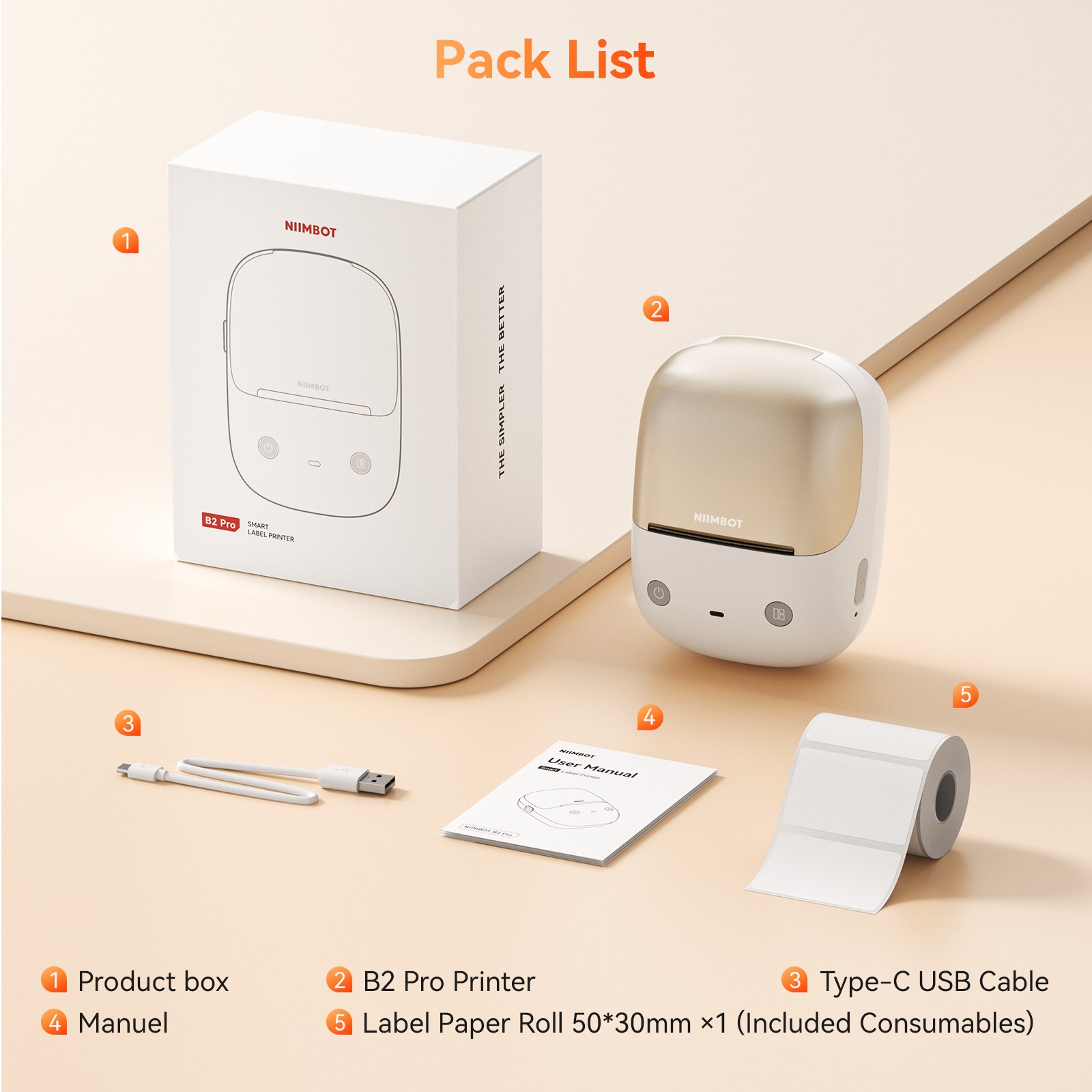 NB808 - Niimbot - B2-Pro - 300DPI - Portable Thermal Label Printer Incl Free Label