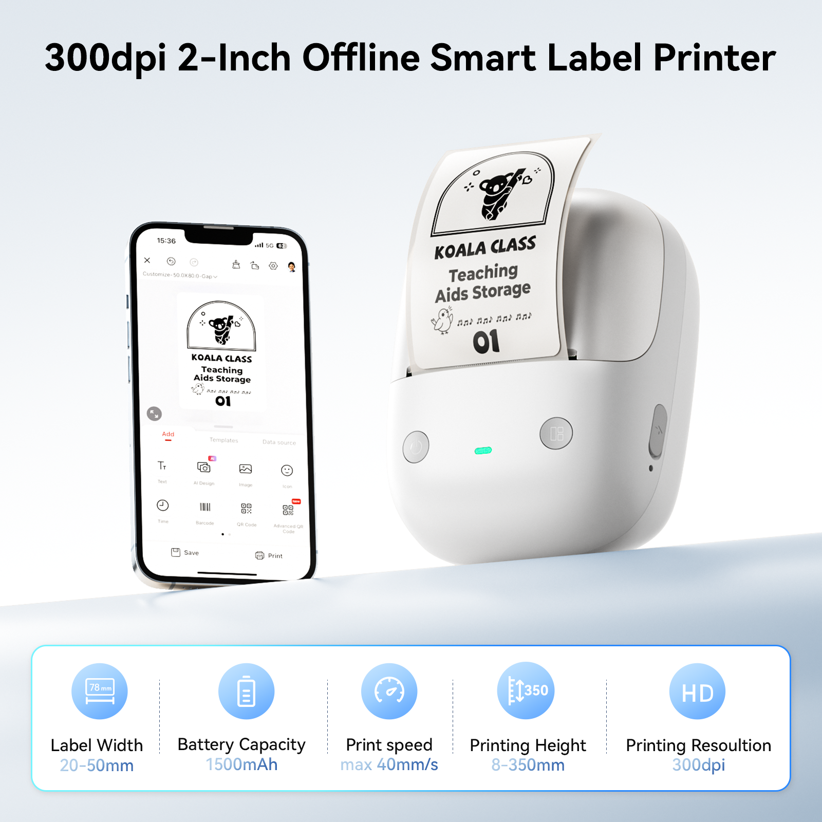 NB808 - Niimbot - B2-Pro - 300DPI - Portable Thermal Label Printer Incl Free Label