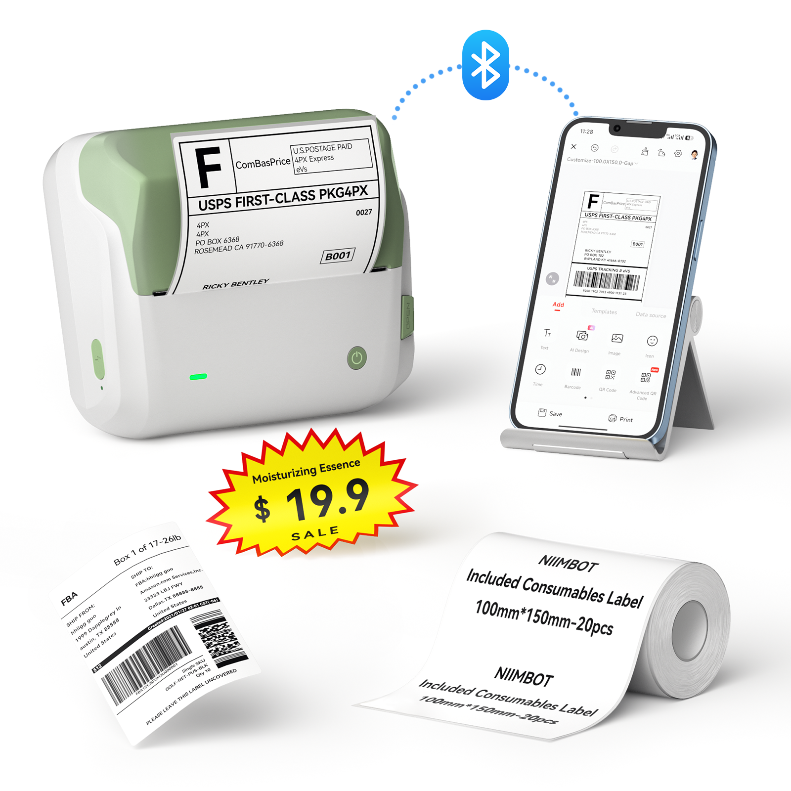 NIIMBOT - B4 Bluetooth Label Printer Incl Label Roll
