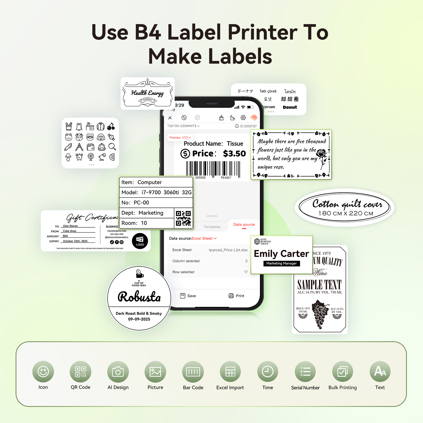 NIIMBOT - B4 Bluetooth Label Printer Incl Label Roll