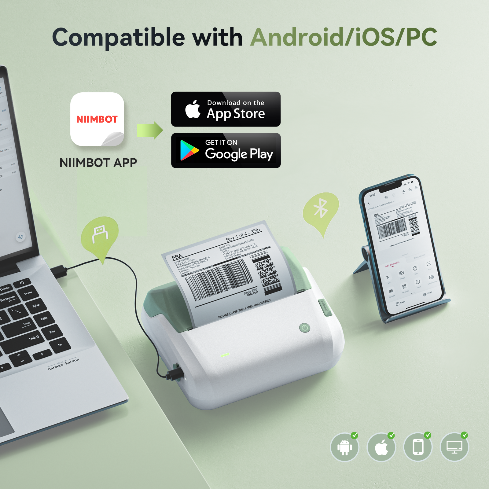 NIIMBOT - B4 Bluetooth Label Printer Incl Label Roll