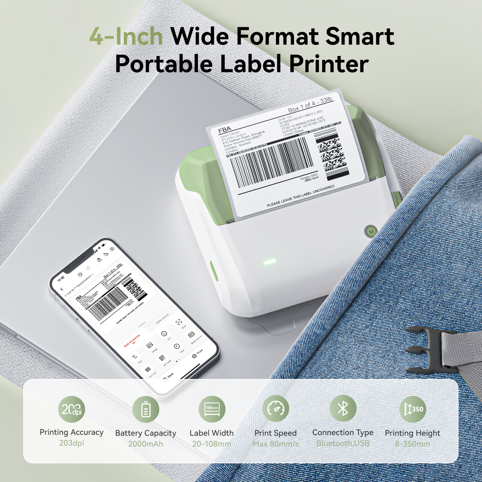 NIIMBOT - B4 Bluetooth Label Printer Incl Label Roll
