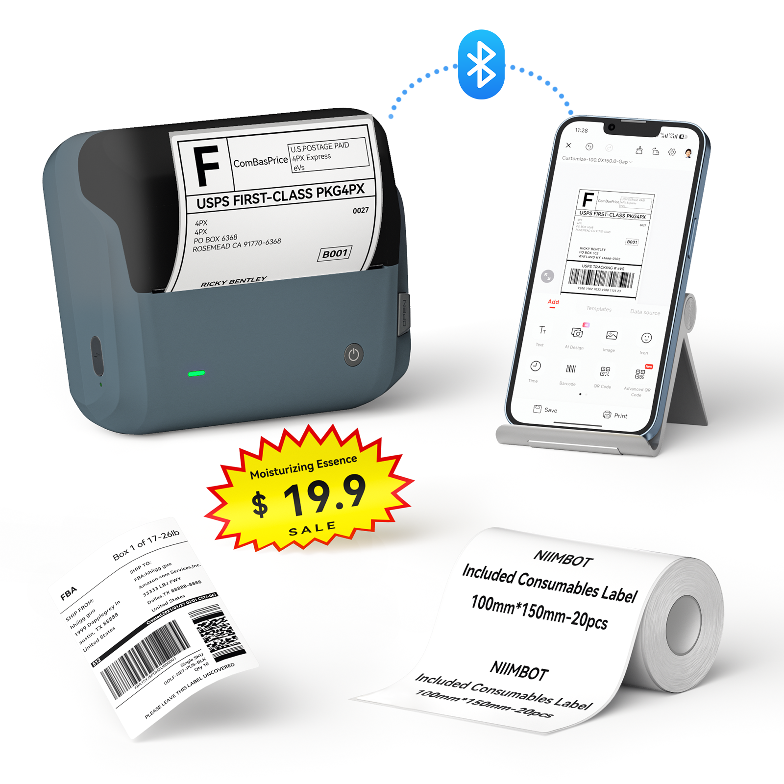 NIIMBOT - B4 Bluetooth Label Printer Incl Label Roll