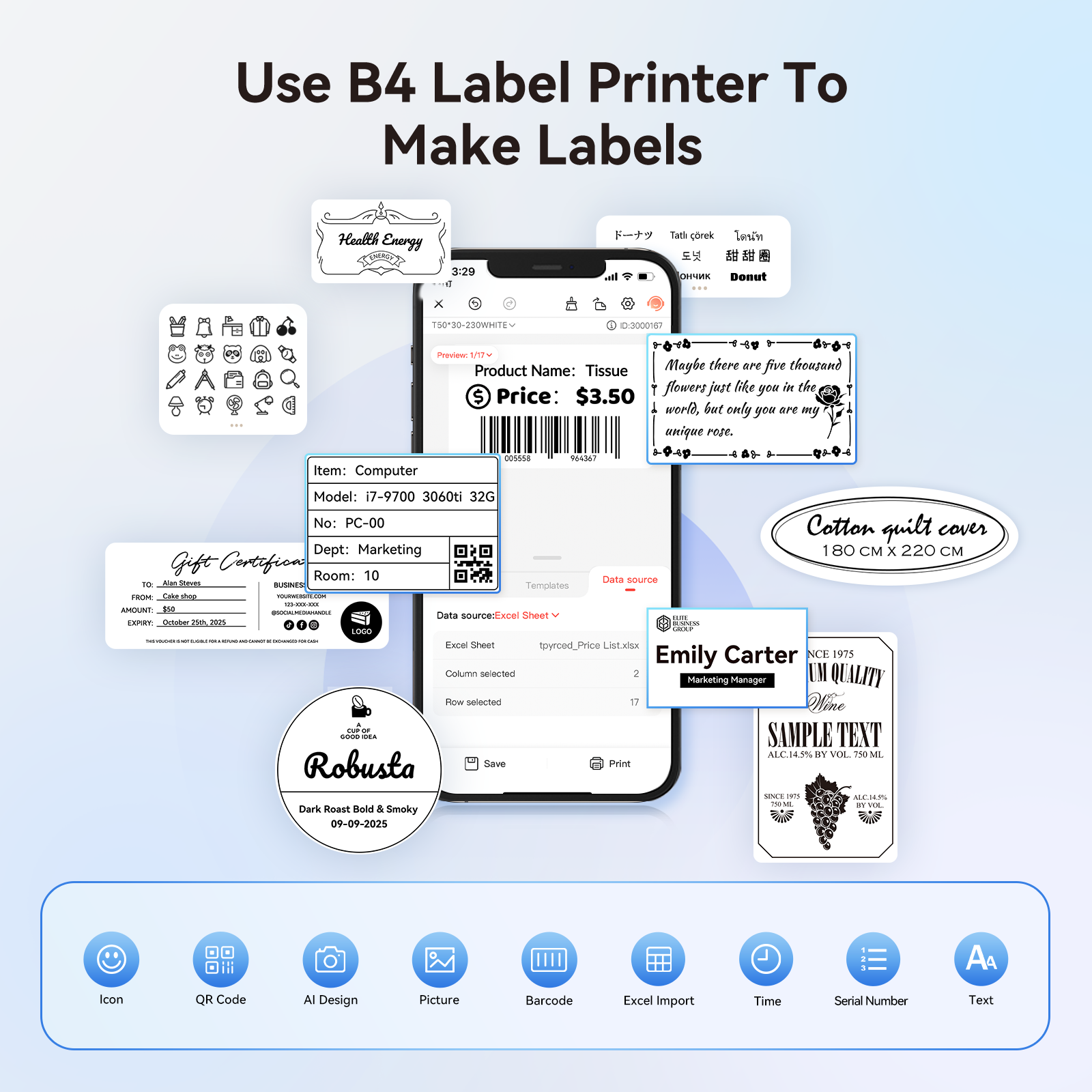 NIIMBOT - B4 Bluetooth Label Printer Incl Label Roll