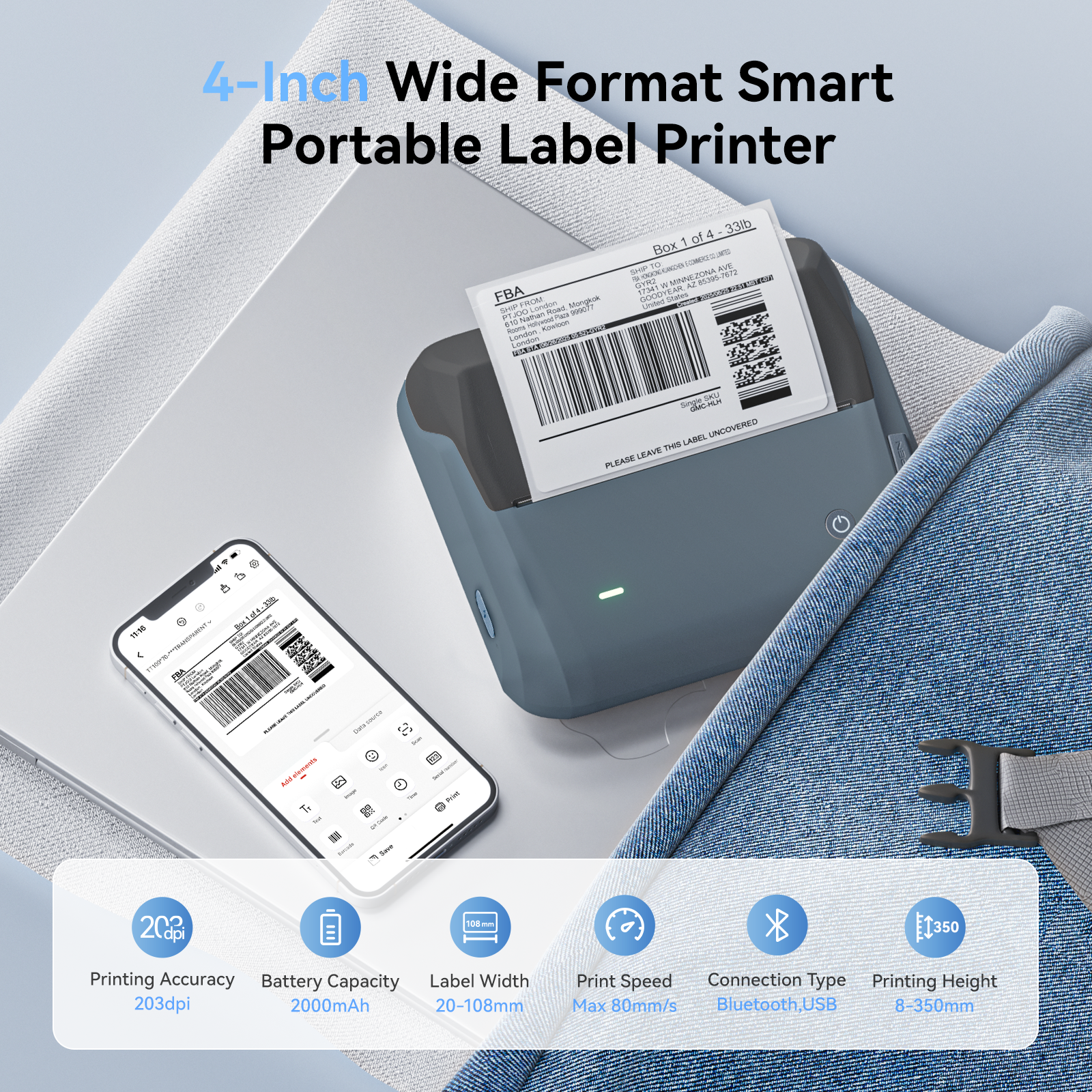 NIIMBOT - B4 Bluetooth Label Printer Incl Label Roll