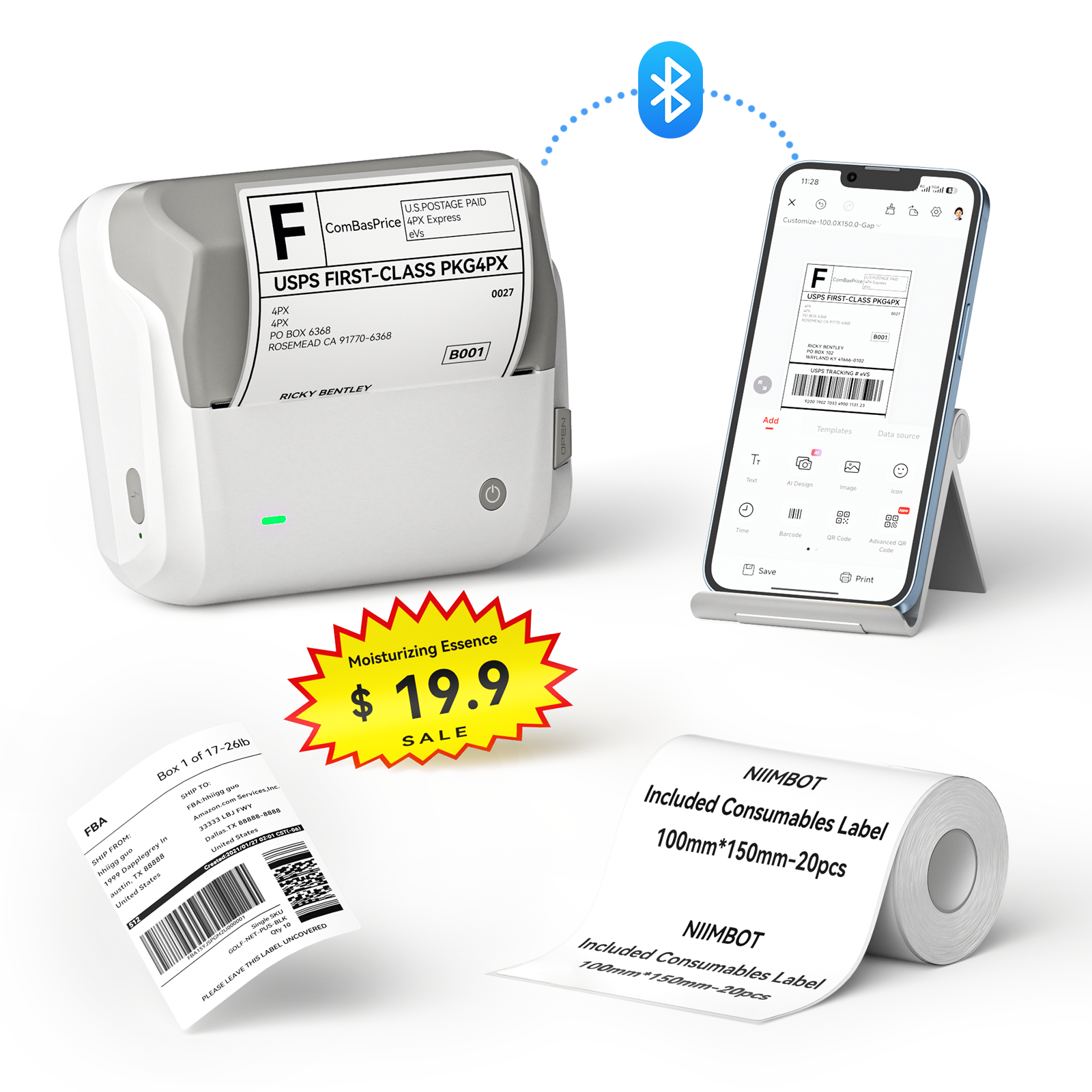 NIIMBOT - B4 Bluetooth Label Printer Incl Label Roll