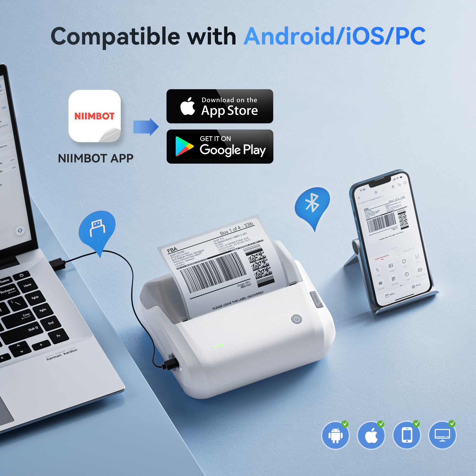 NIIMBOT - B4 Bluetooth Label Printer Incl Label Roll