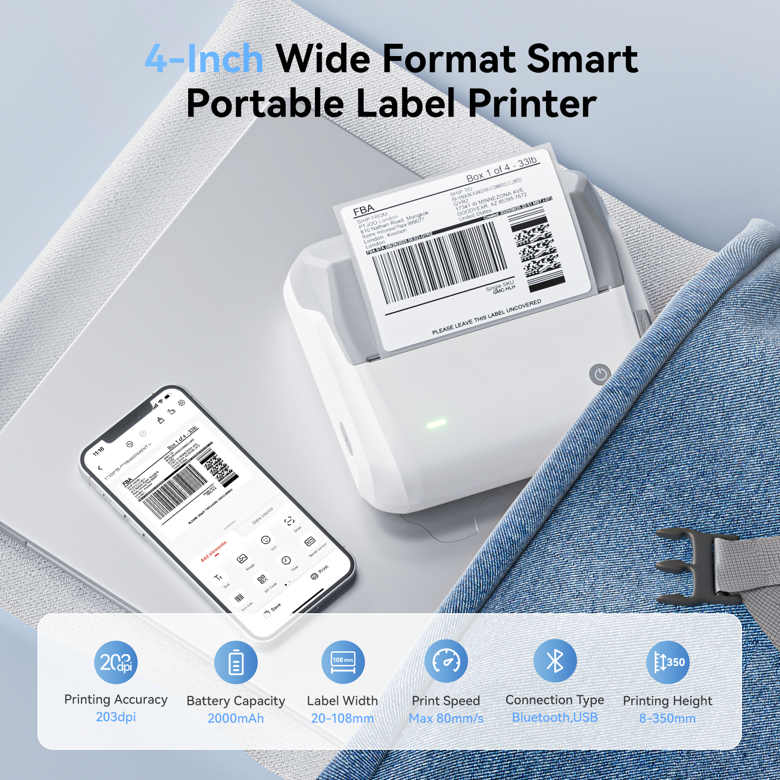 NIIMBOT - B4 Bluetooth Label Printer Incl Label Roll