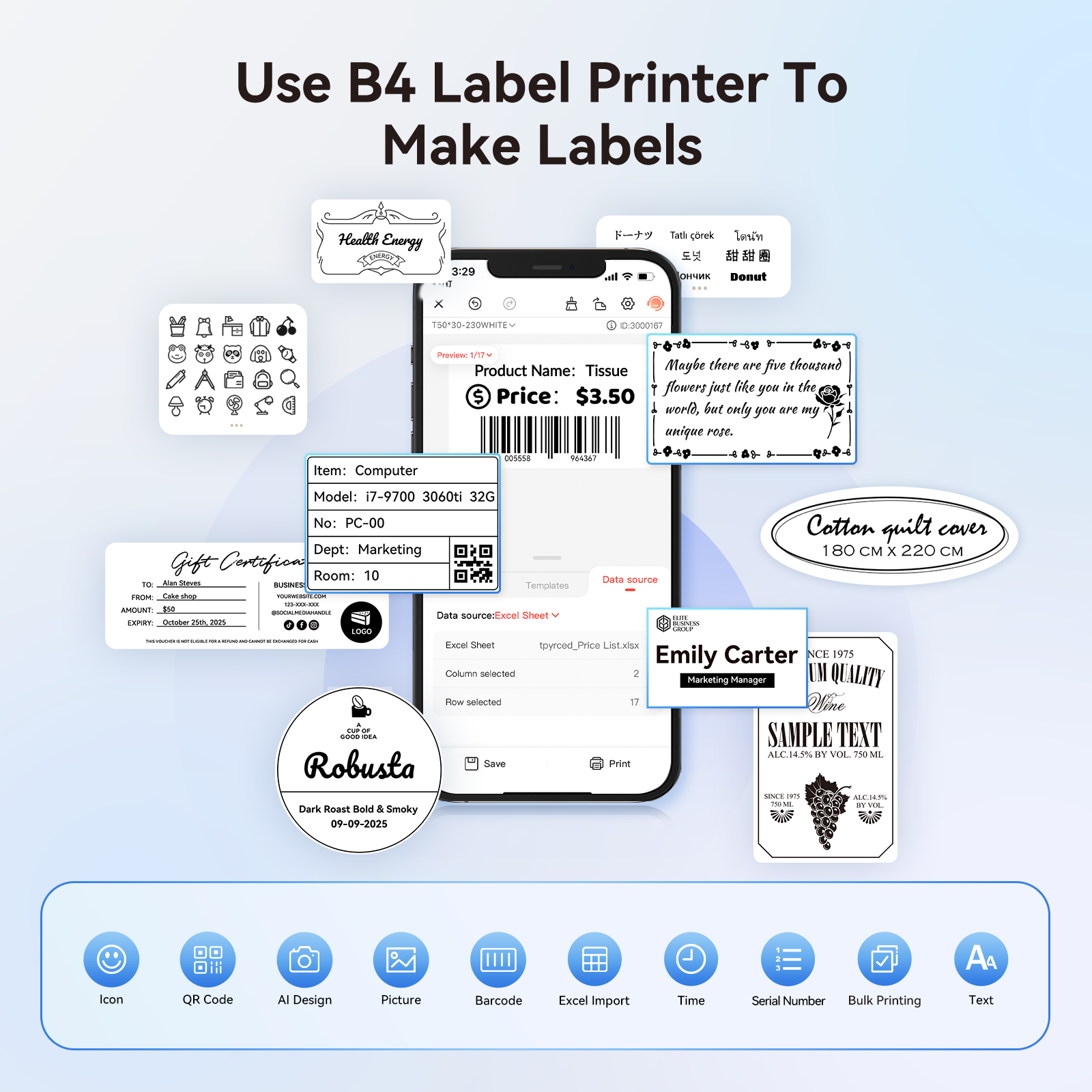 NIIMBOT - B4 Bluetooth Label Printer Incl Label Roll