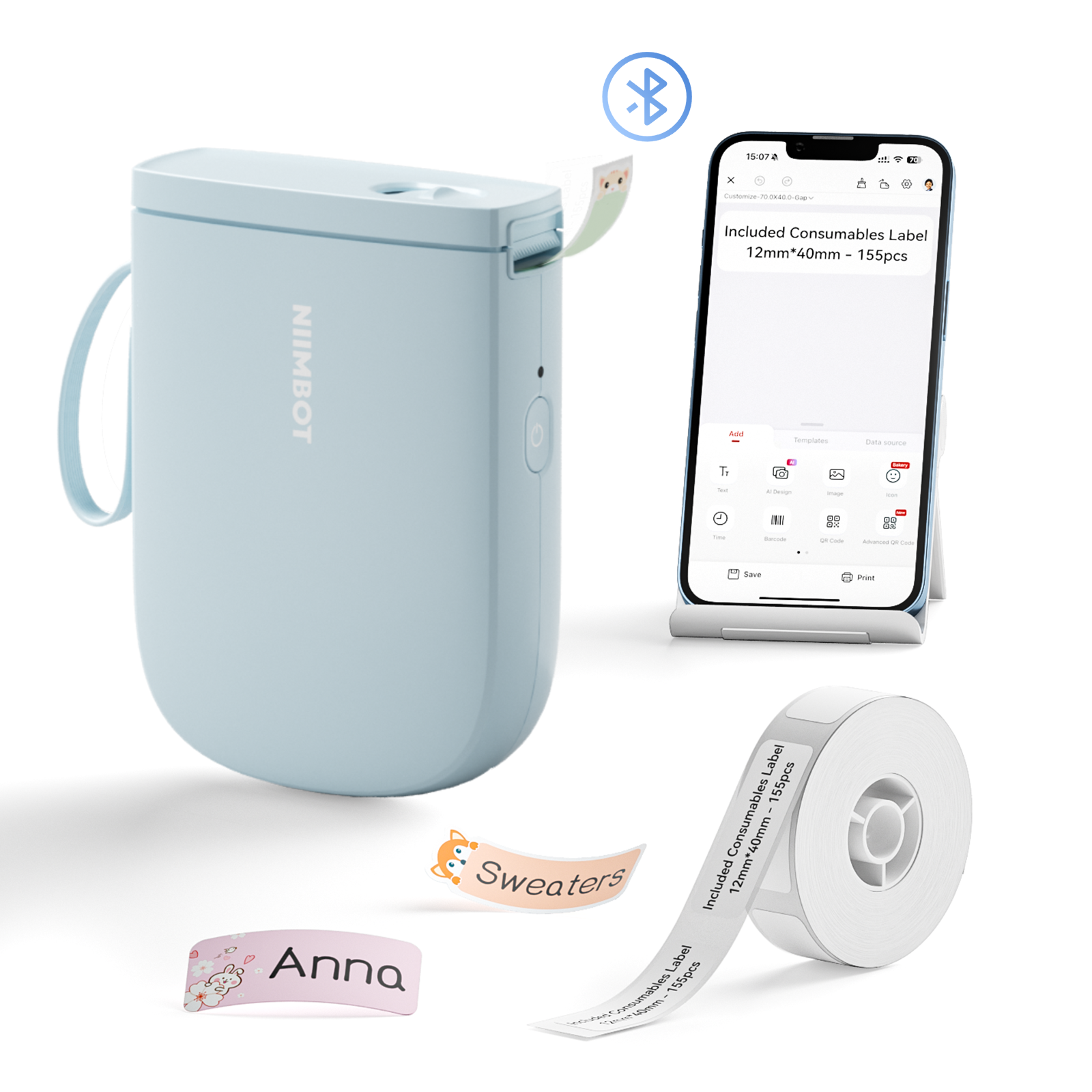 NB525 - NIIMBOT - D11_H - 300DPI - PORTABLE BLUETOOTH LABEL PRINTER INC FREE LABEL ROLL