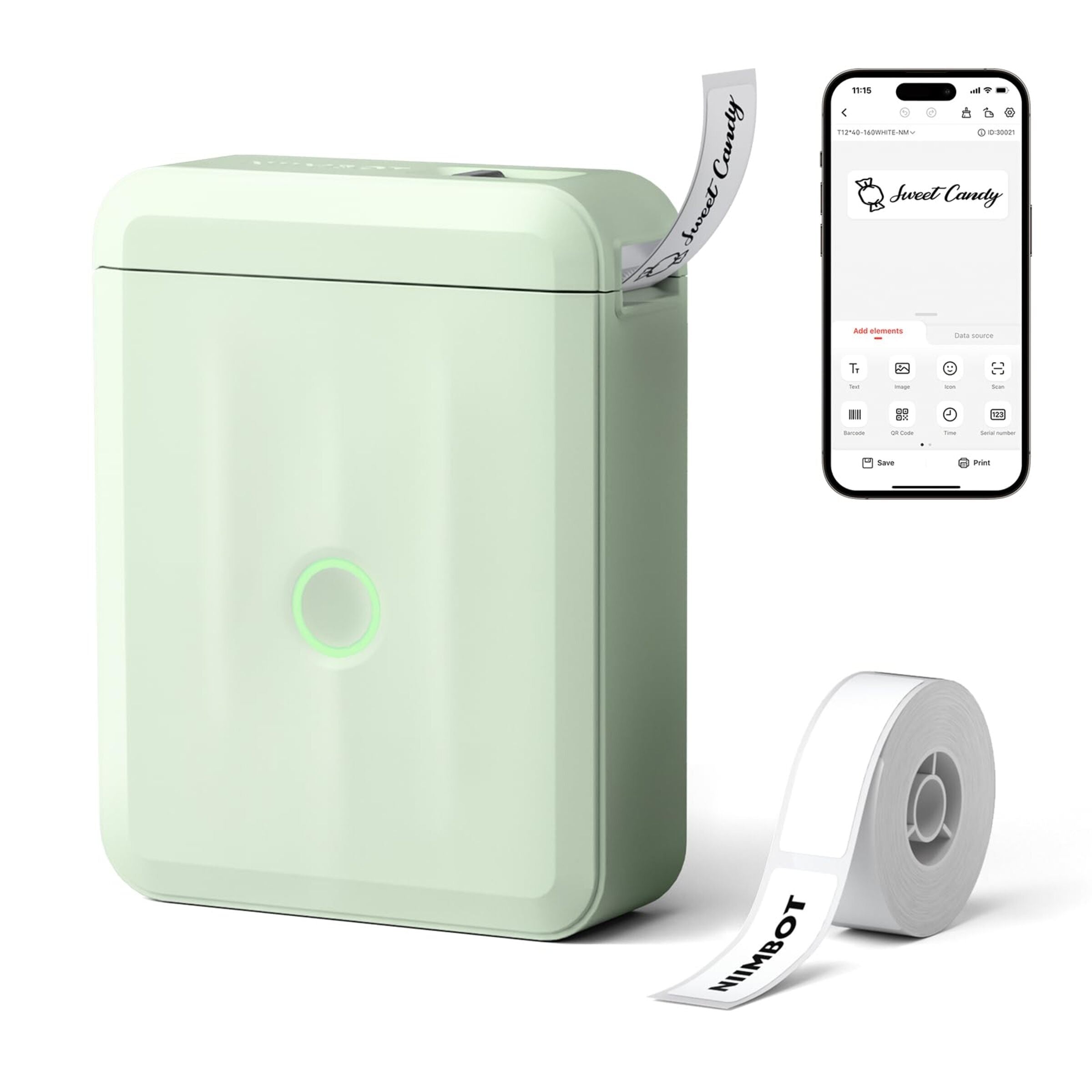 NB524 - Niimbot - D110-M - Portable Bluetooth Label Printer Incl Free Label Roll (12x40mm)