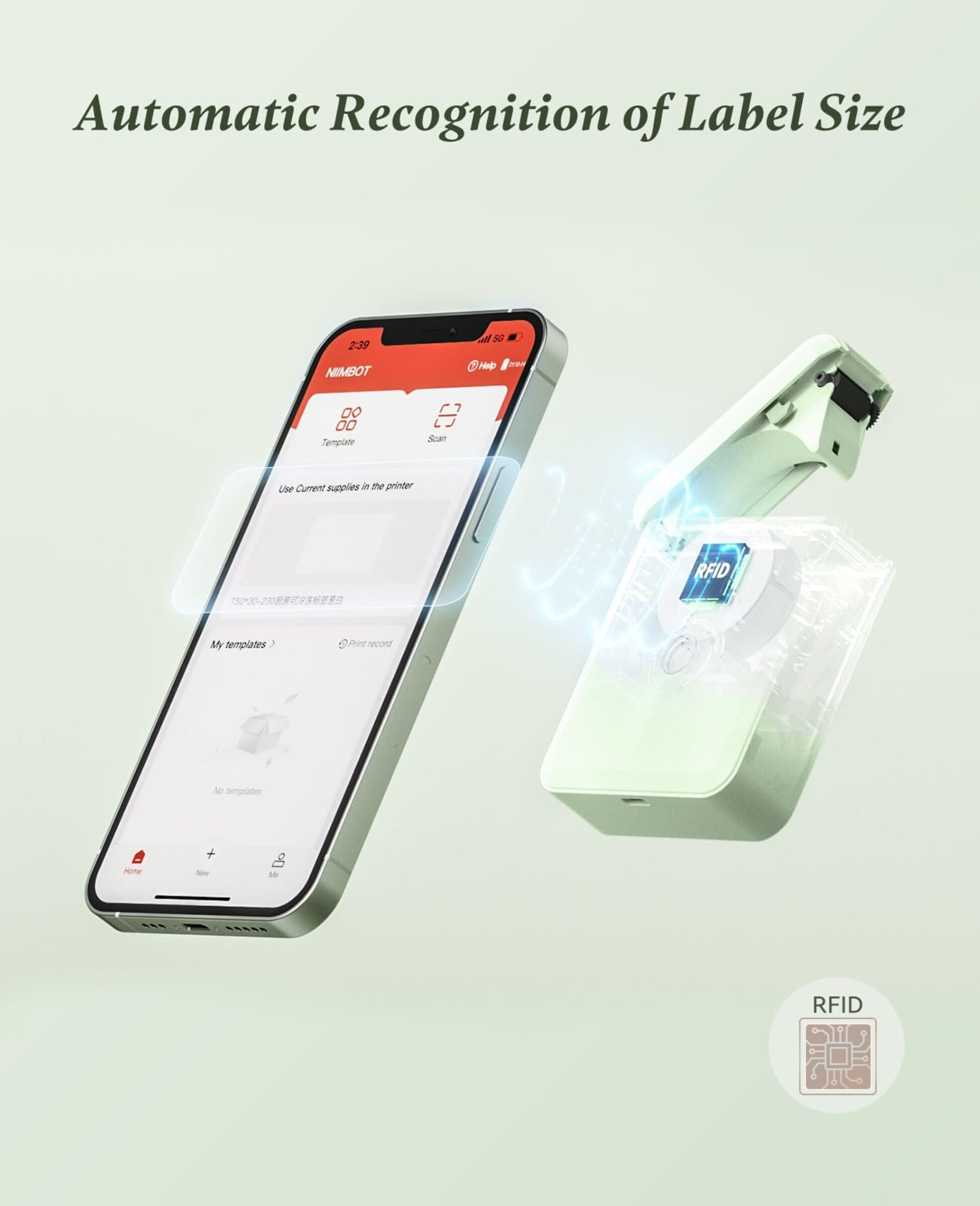 NB524 - Niimbot - D110-M - Portable Bluetooth Label Printer Incl Free Label Roll (12x40mm)