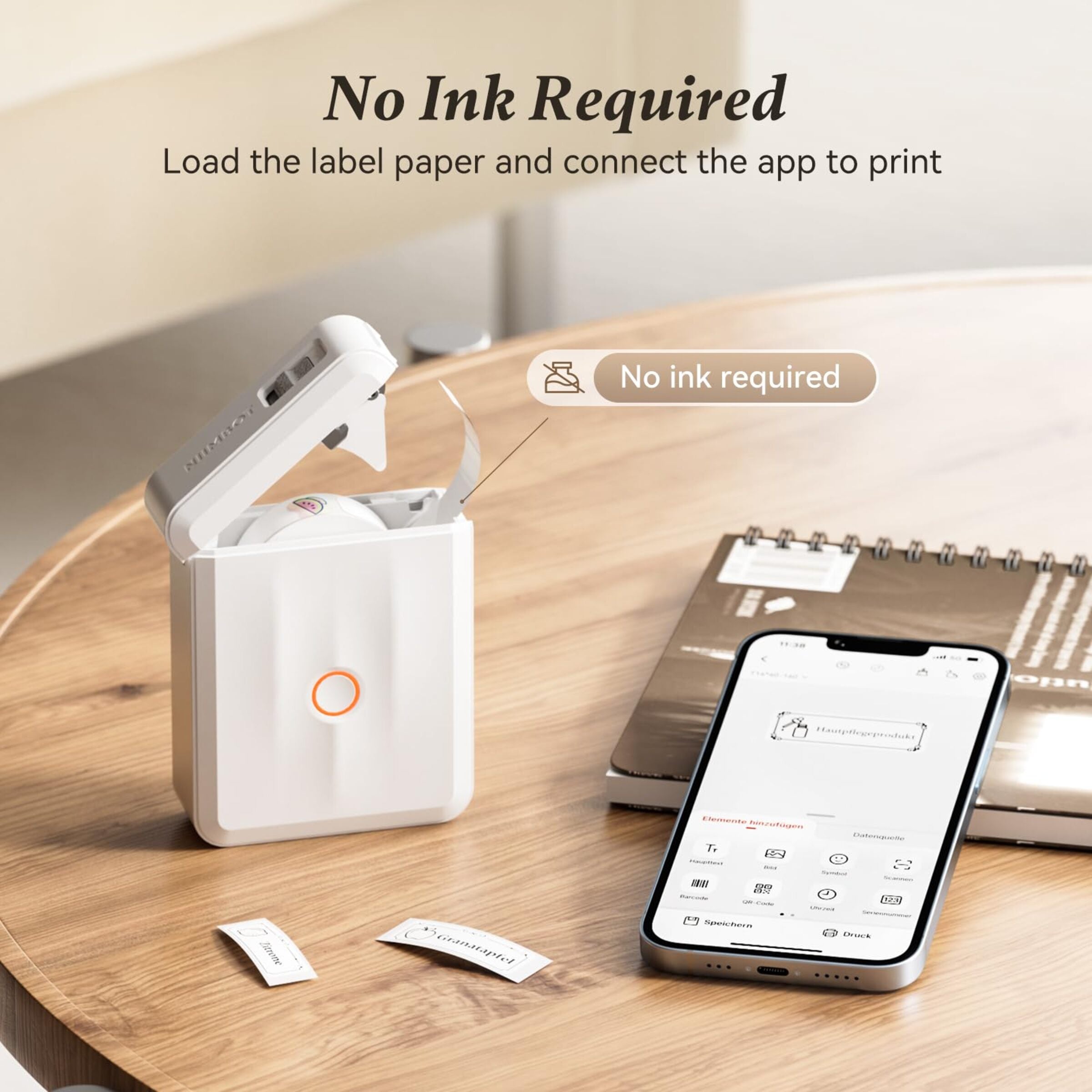 I-NIIMBOT - D110_M - PORTABLE BLUETOOTH LABEL PRINTER KUHLANGANISA NE-LABEL ROLL YAMAHHALA (12*40MM - WHITE)