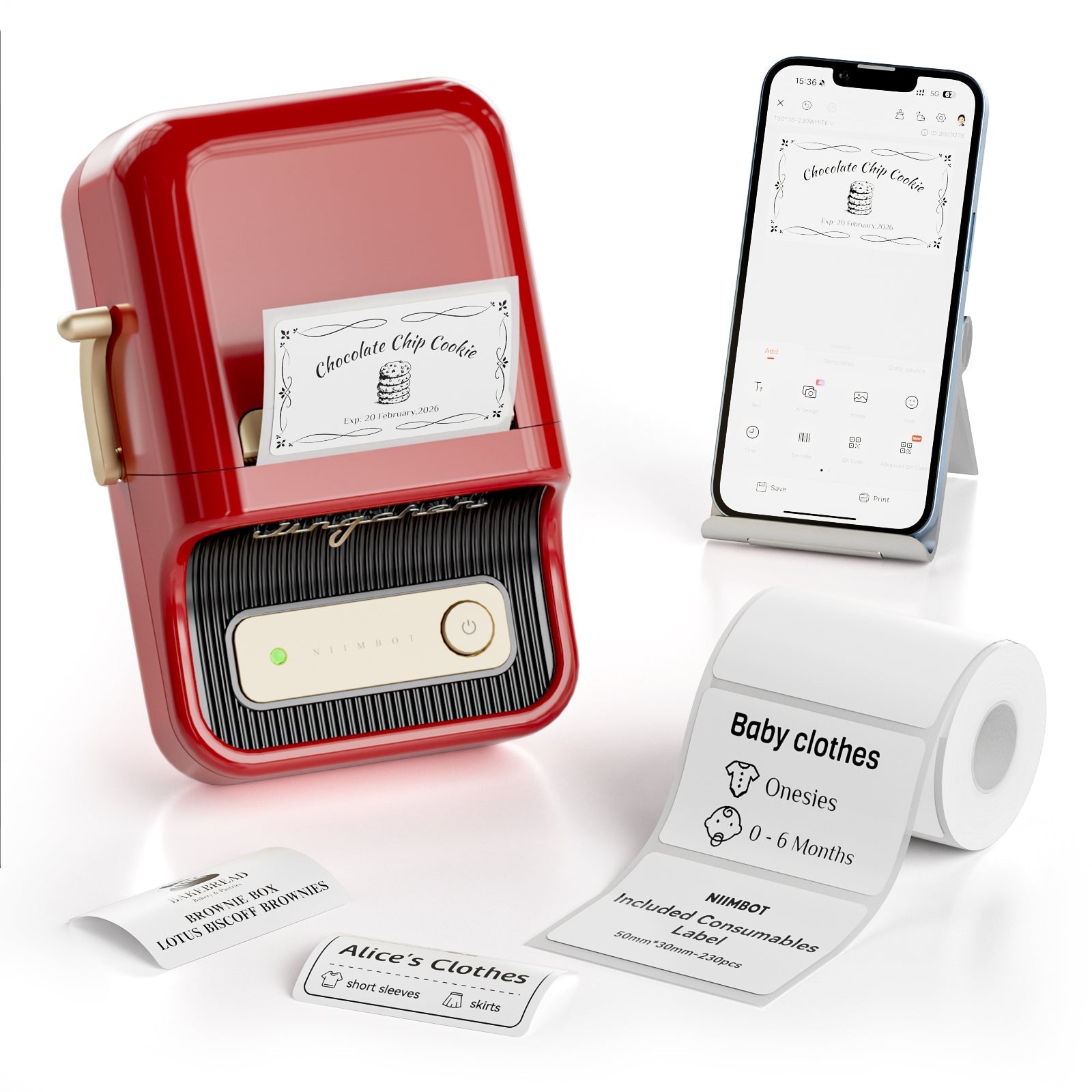 NB109 - Niimbot - B21S - Portable Thermal Label Bluetooth Printer Incl Free Label (50x30mm) - Black
