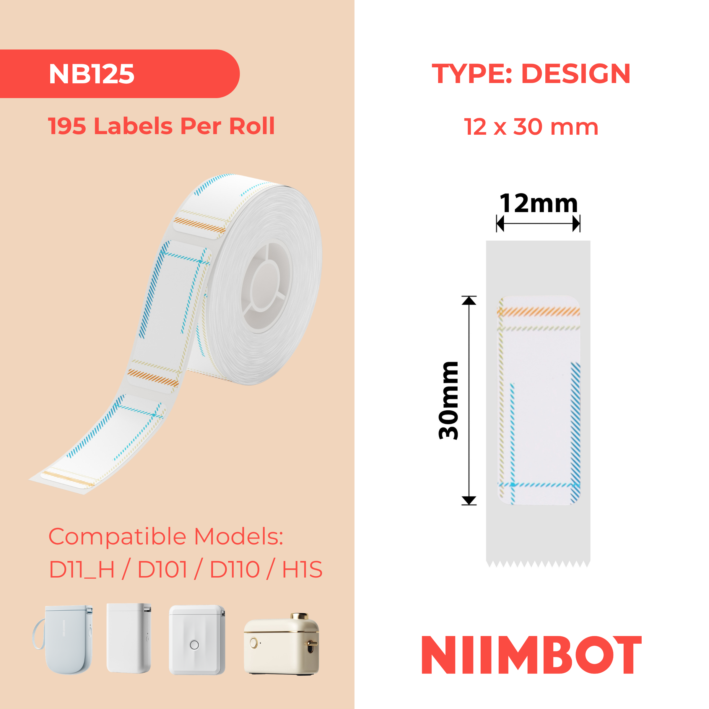NB125 - NIIMBOT - D11 / D101 / D110 - RP12*30 - 210 AMALEBO NGOKUQONGQWA NGAMUNYE - UKWENZIWA KWEMIKHOSAZI YOTHINGO