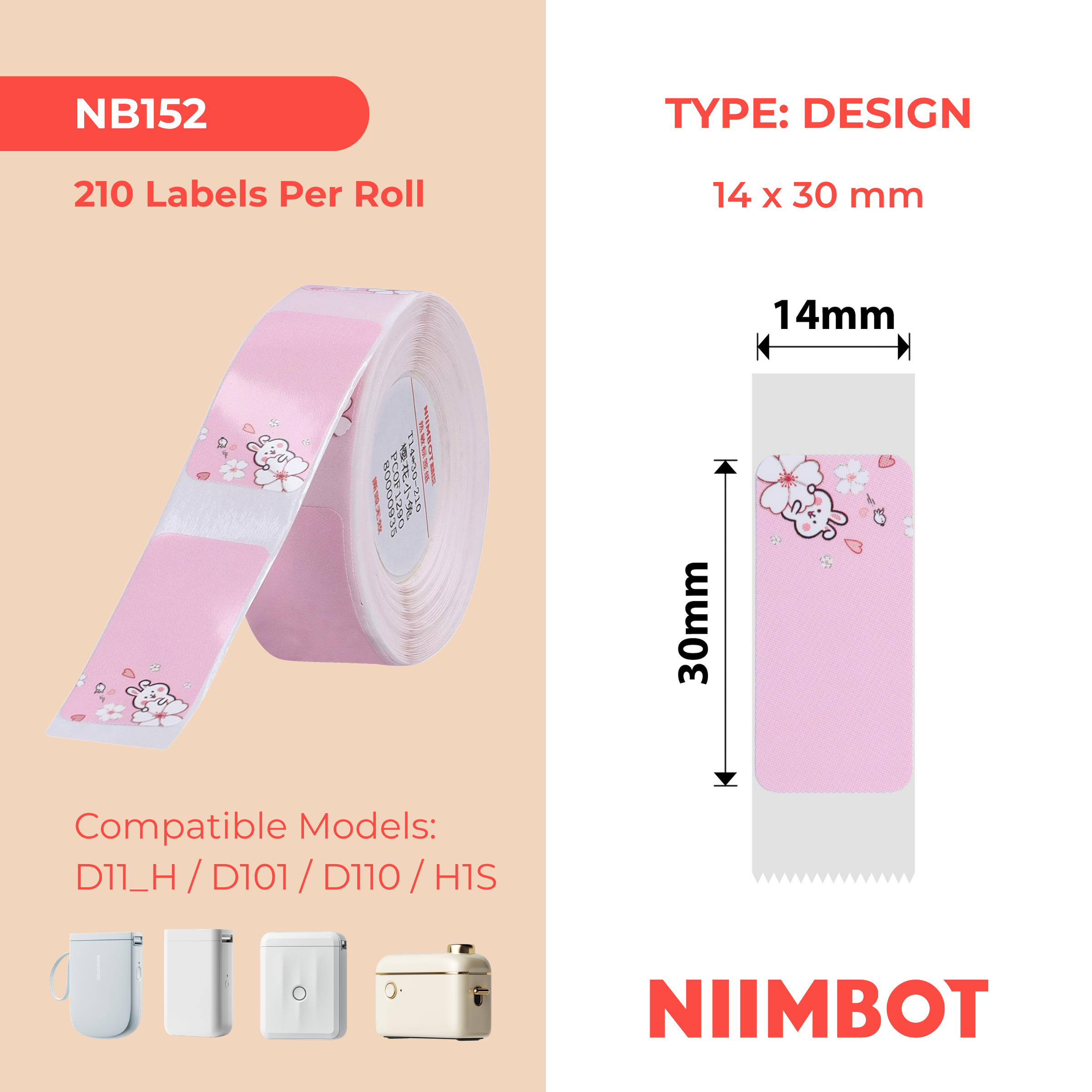 I-NB152 - NIIMBOT - D11 / D101 / D110 - RP14*30 - 210 AMALEBO NGOKUGQIBELA NGAMUNYE - UMQEQESHO WOMVUJA OPHINI