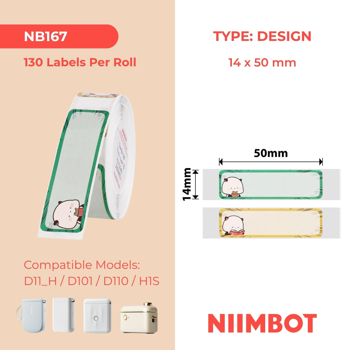 NIIMBOT - D Range - 14x50mm - Work & Rest B - 130 Labels