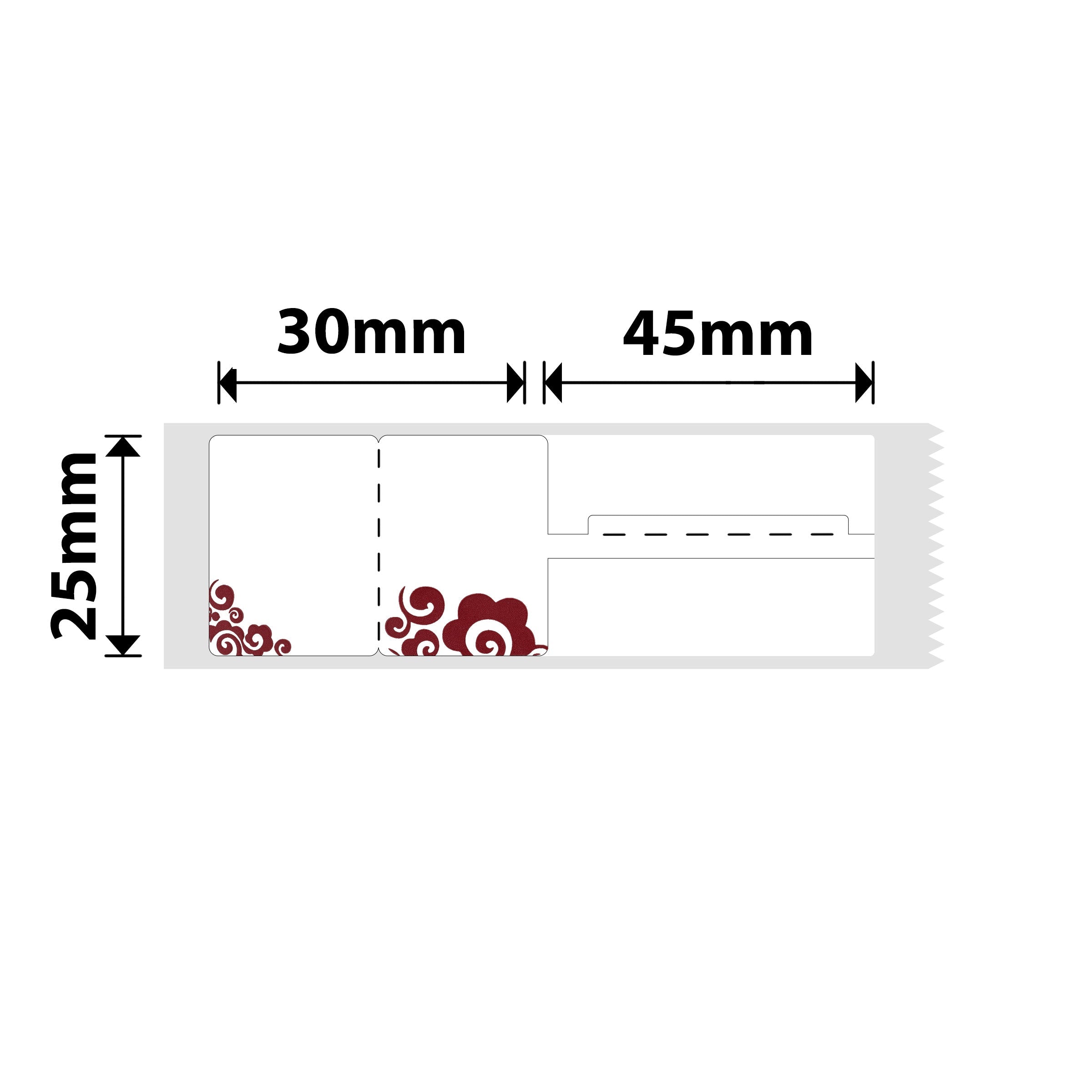 NB206 - NIIMBOT - B1 / B21 / B3S - R02T - 25*75MM (25*30+45) - 100 ETIKETTE PER ROL - DIEPROOID ONTWERP