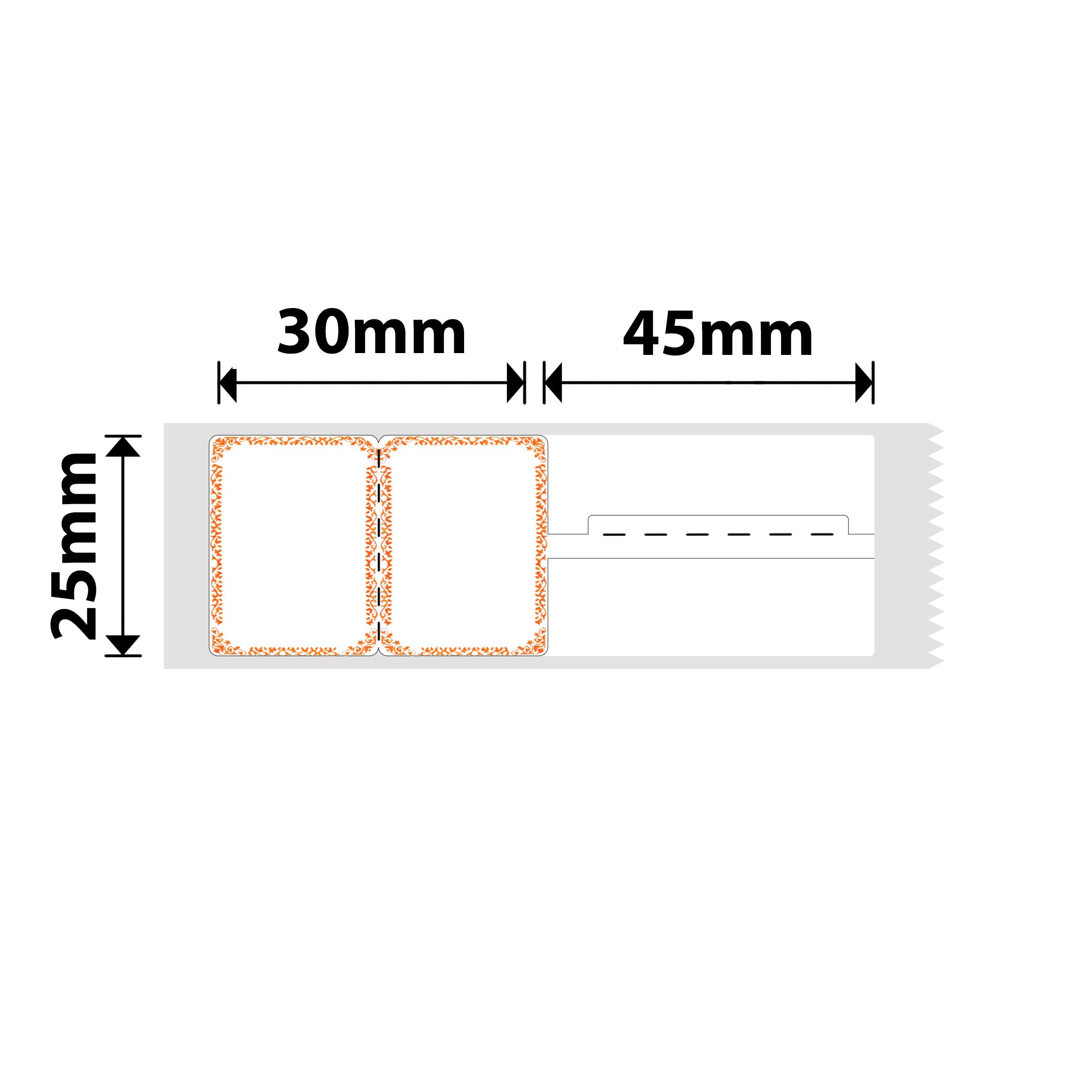 NB207 - NIIMBOT - B1 / B21 / B3S - R02T - 25*75MM (25*30+45) - 100 ETIKETTE PER ROL - ORANJE INK-ONTWERP