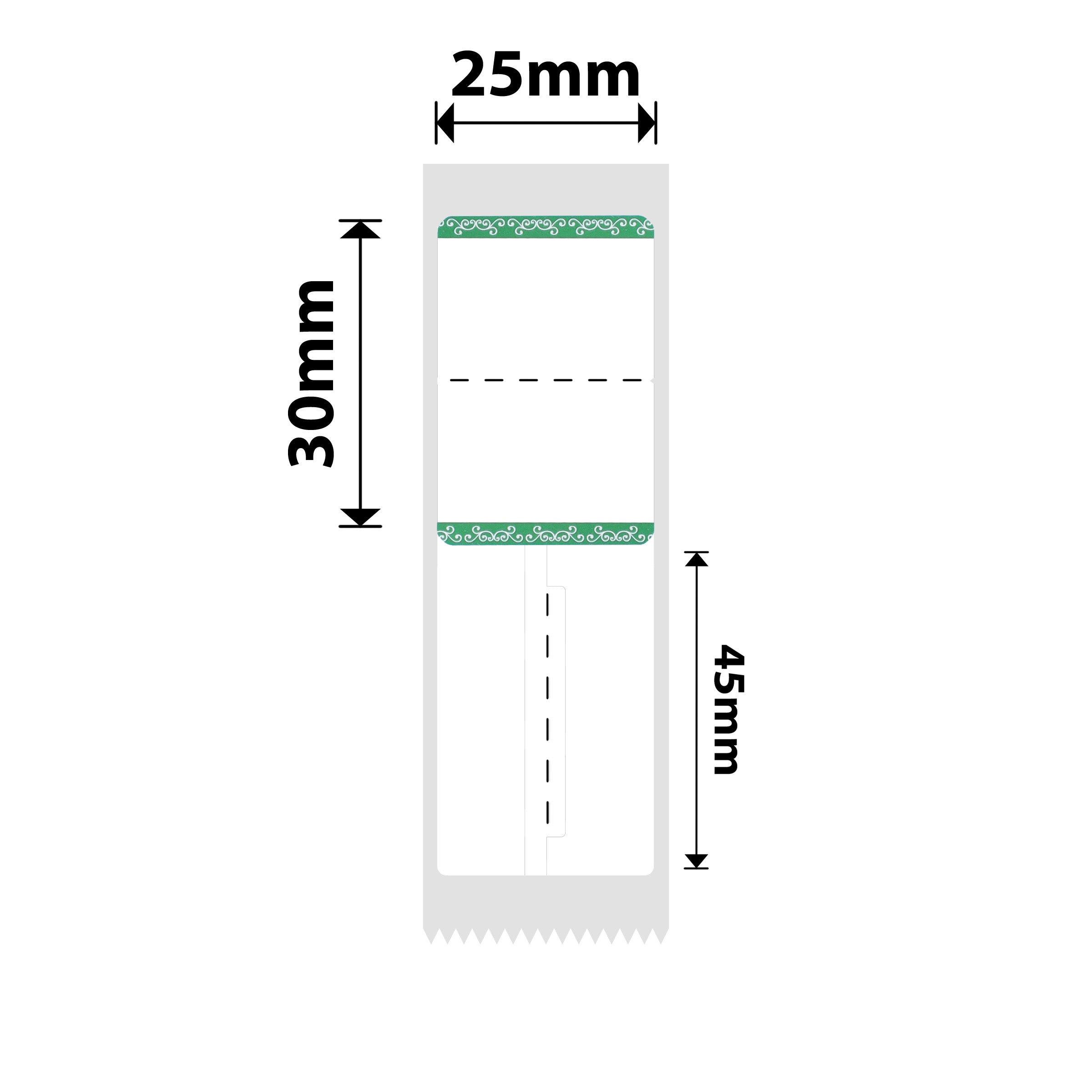 NB208 - NIIMBOT - B1 / B21 / B3S - 25*30+45MM - RING - 100 ETIKETTE PER ROL - GROEN RANDONTWERP