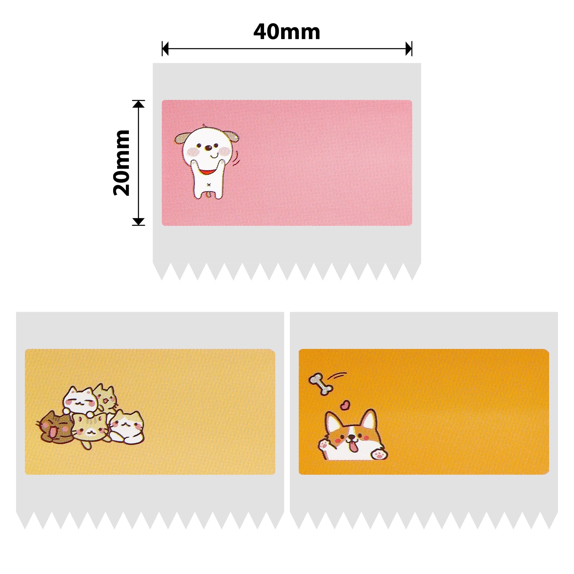 NB243 - NIIMBOT - B1 / B21 / B3S - 40*20MM - 320 PIENK EN ORANJE TERMIESE ETIKETTE - KAT- EN HONDONTWERP
