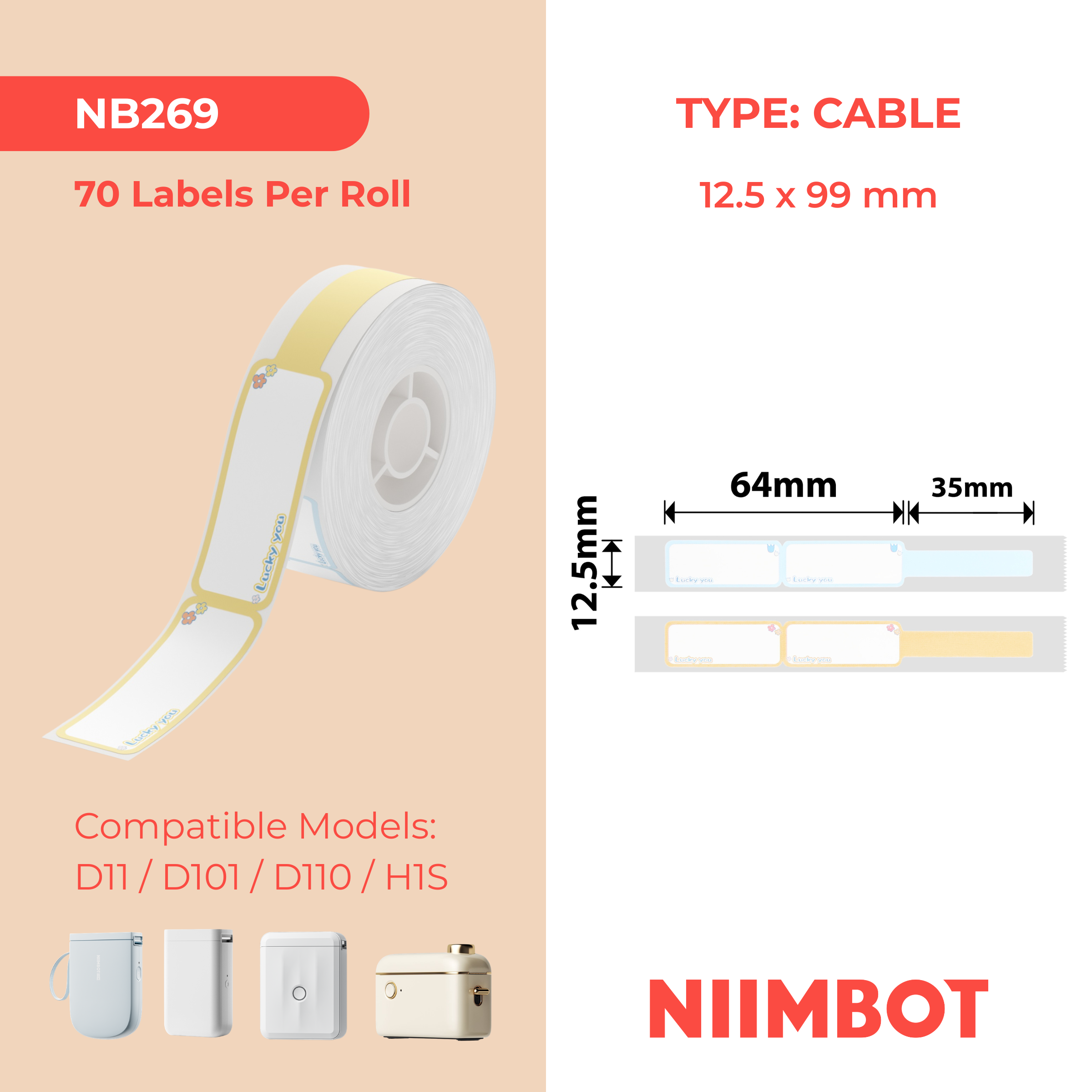 NB269 - NIIMBOT - D11 / D101 / D110 - R12.5*99- 70 AMALEBO NGOKUQHUBEKA NGAMUNYE- INHLANHLA OWENZAYO