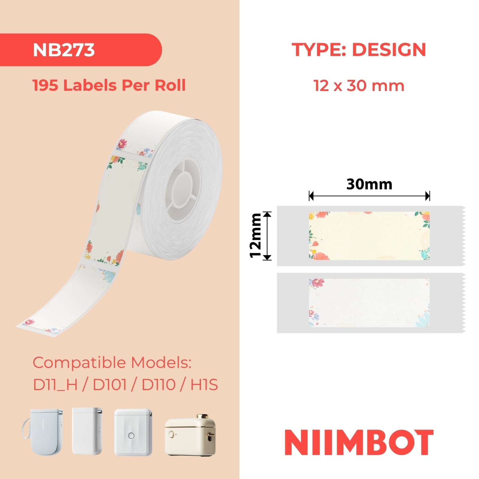 NIIMBOT - D Range - 12x30mm - Sunny Flower - 195 Labels