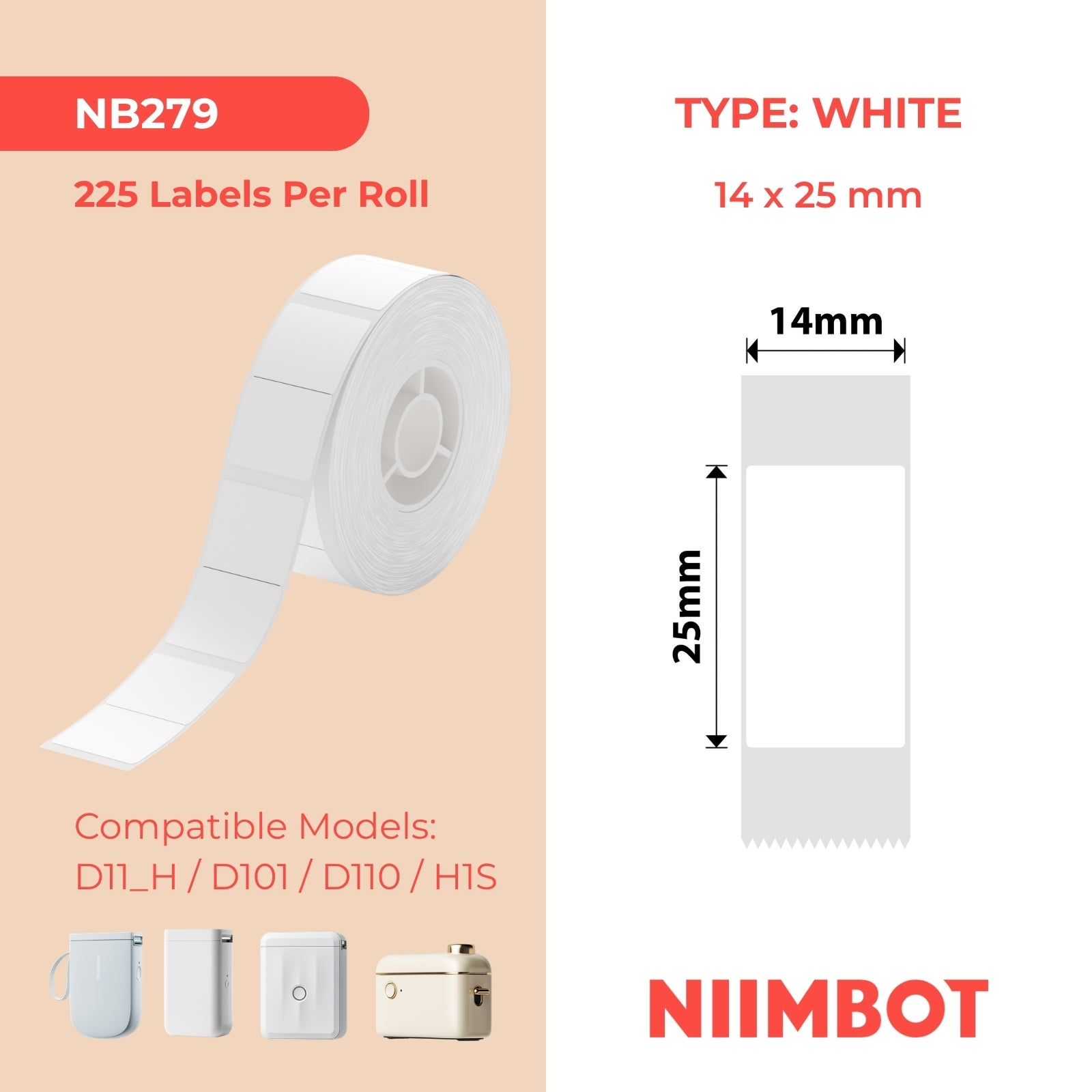 NB279 - NIIMBOT - D11 / D101 / D110 - R14*25 - 240 AMALEBO NGOKUQONGA NGAMUNYE - OKUMHLOPHE
