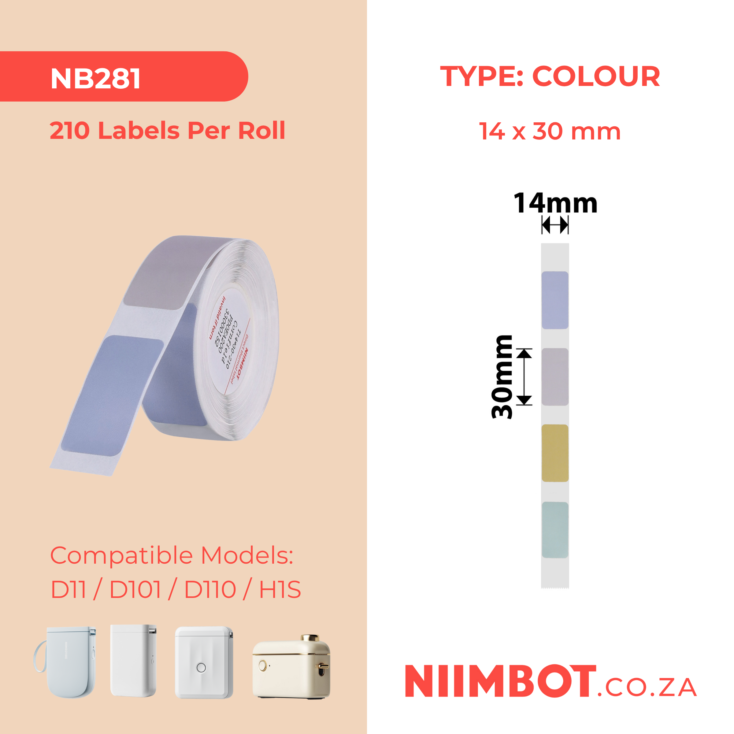NB281 - NIIMBOT - D11 / D101 / D110 - R14*30 - 210 ETIKETTE PER ROL - CORNFIELD-ONTWERP (4 KLEURE)