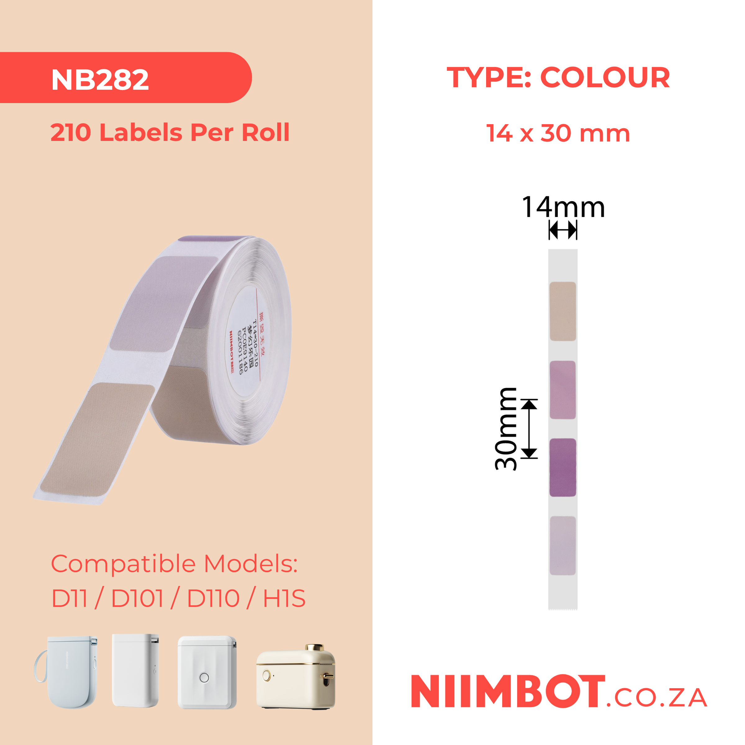 NB282 - NIIMBOT - D11 / D101 / D110 - R14*30 - 210 ETIKETTE PER ROL - DROOMPARK-ONTWERP (4 KLEURE)