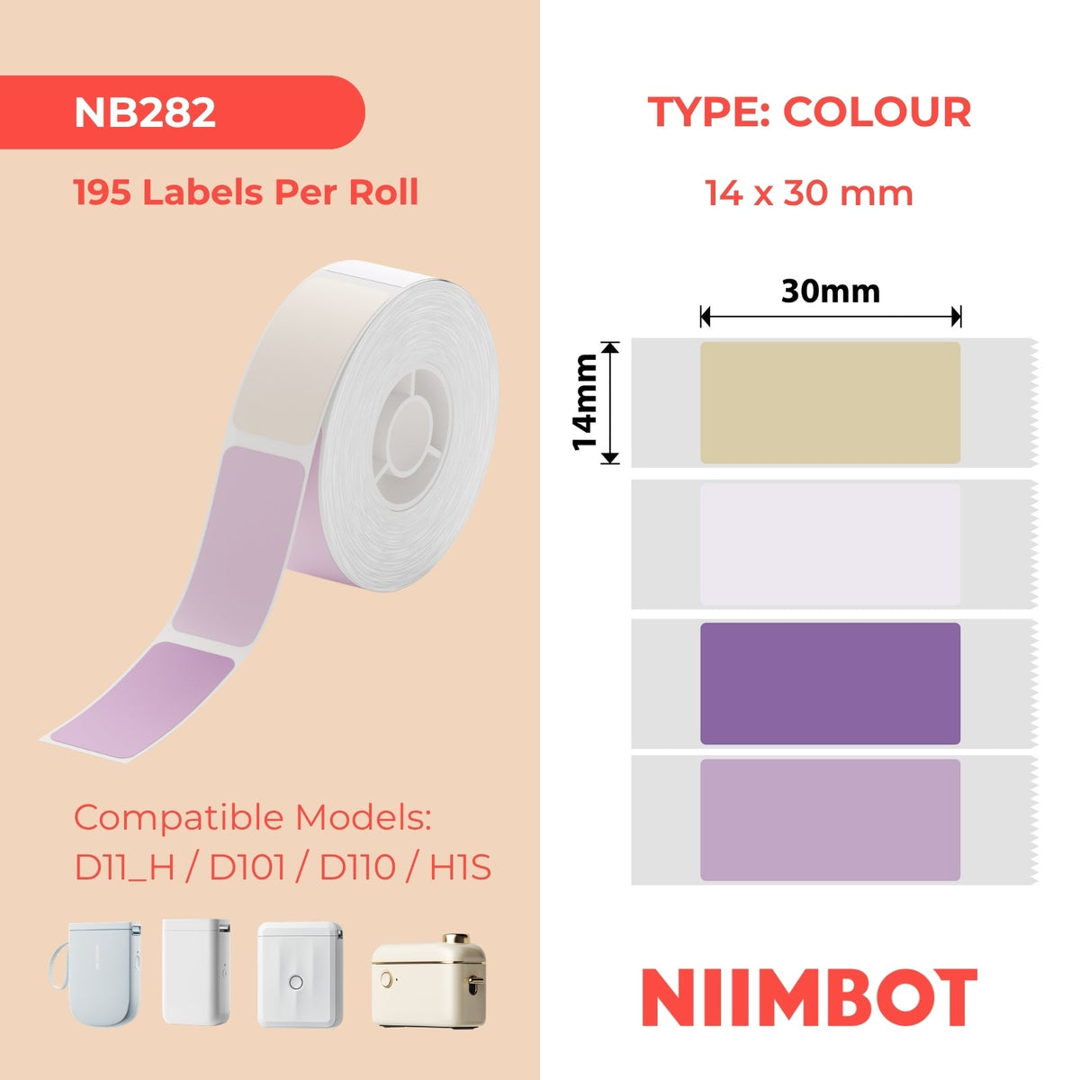 NIIMBOT - D Range - 14x30mm - Dream Park Mixed Colours - 195 Labels