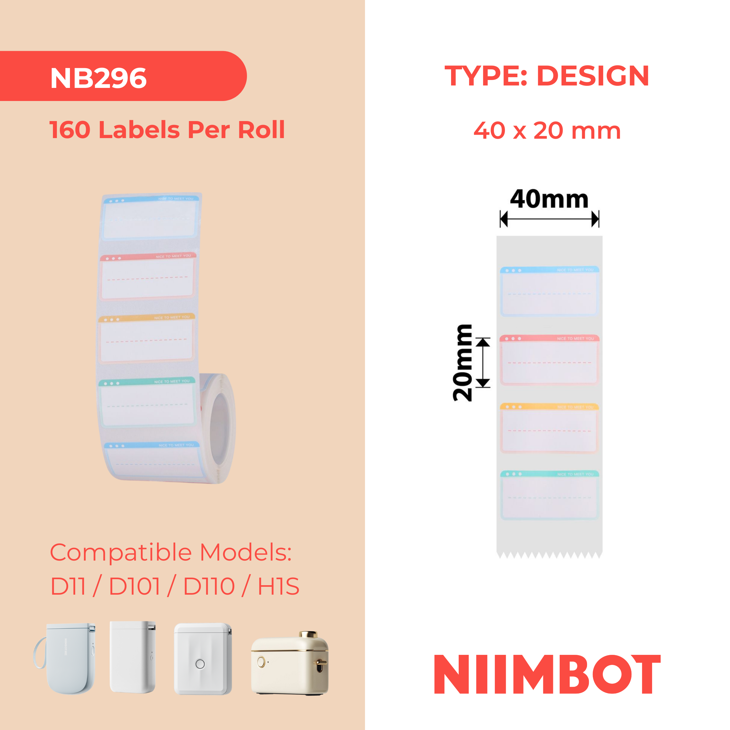 NB296 - NIIMBOT - D11 / D101 / D110 - R14*40 - 160 LABELS NGAMUNYE UROLL - KUHLE UKUHLANGABEZANA NAWE KOKUKLANYWA