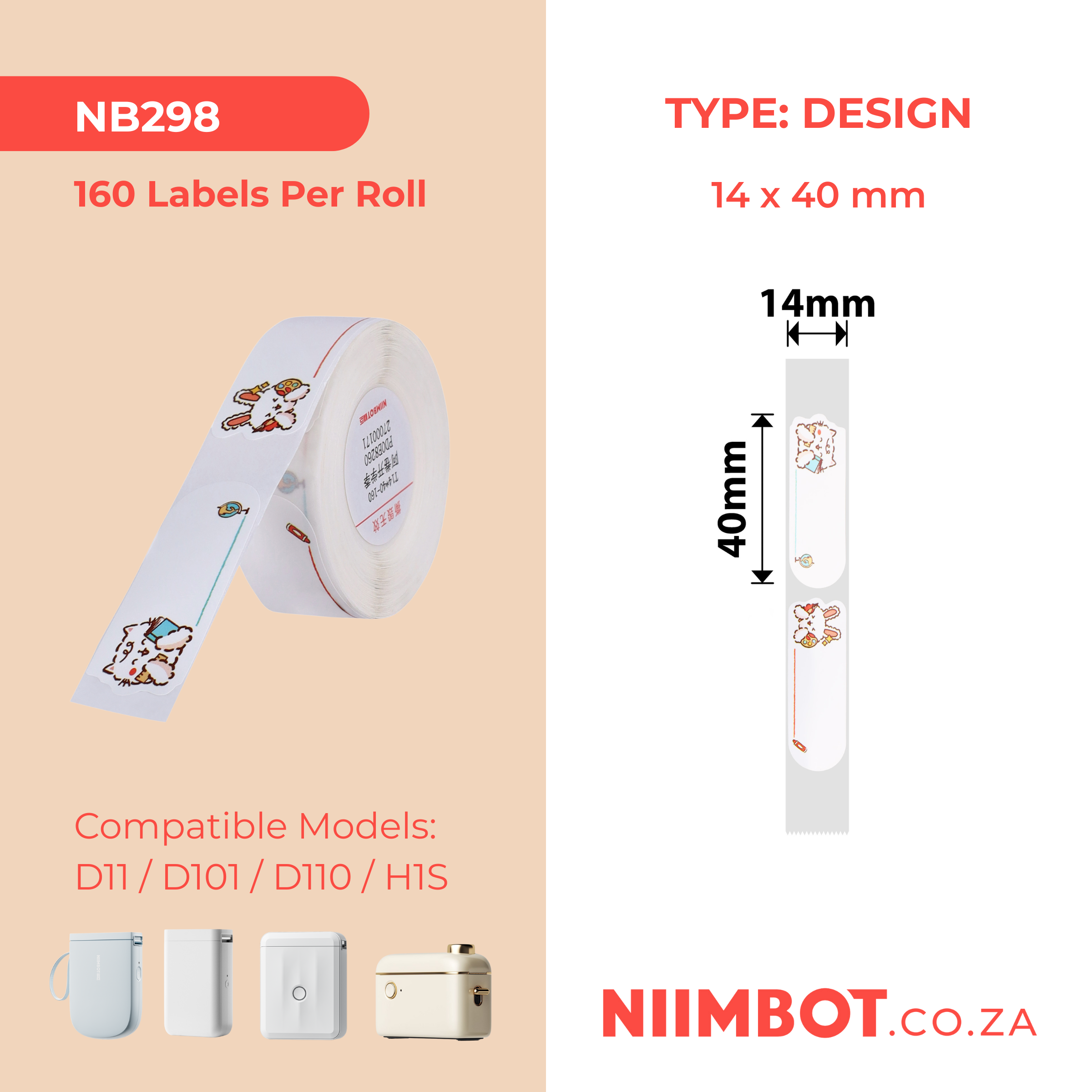 I-NB298 - NIIMBOT - D11 / D101 / D110 - R14*40- 160 AMALEBO NGAMUNYE WOKUQHUBEKA- UKWENZIWA KONOGWAJA WESIKOLE