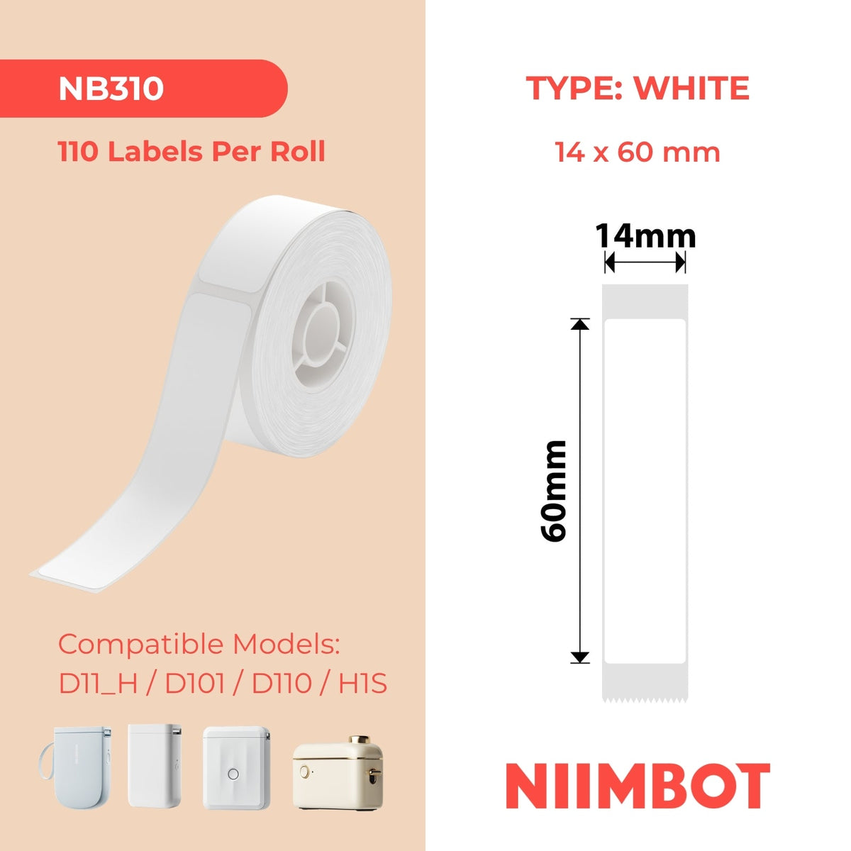 NB310 - NIIMBOT - D11 / D101 / D110 - R14*60 - 110 AMALEBO NGOKUQONGA NGAWO - EMHLOPHE