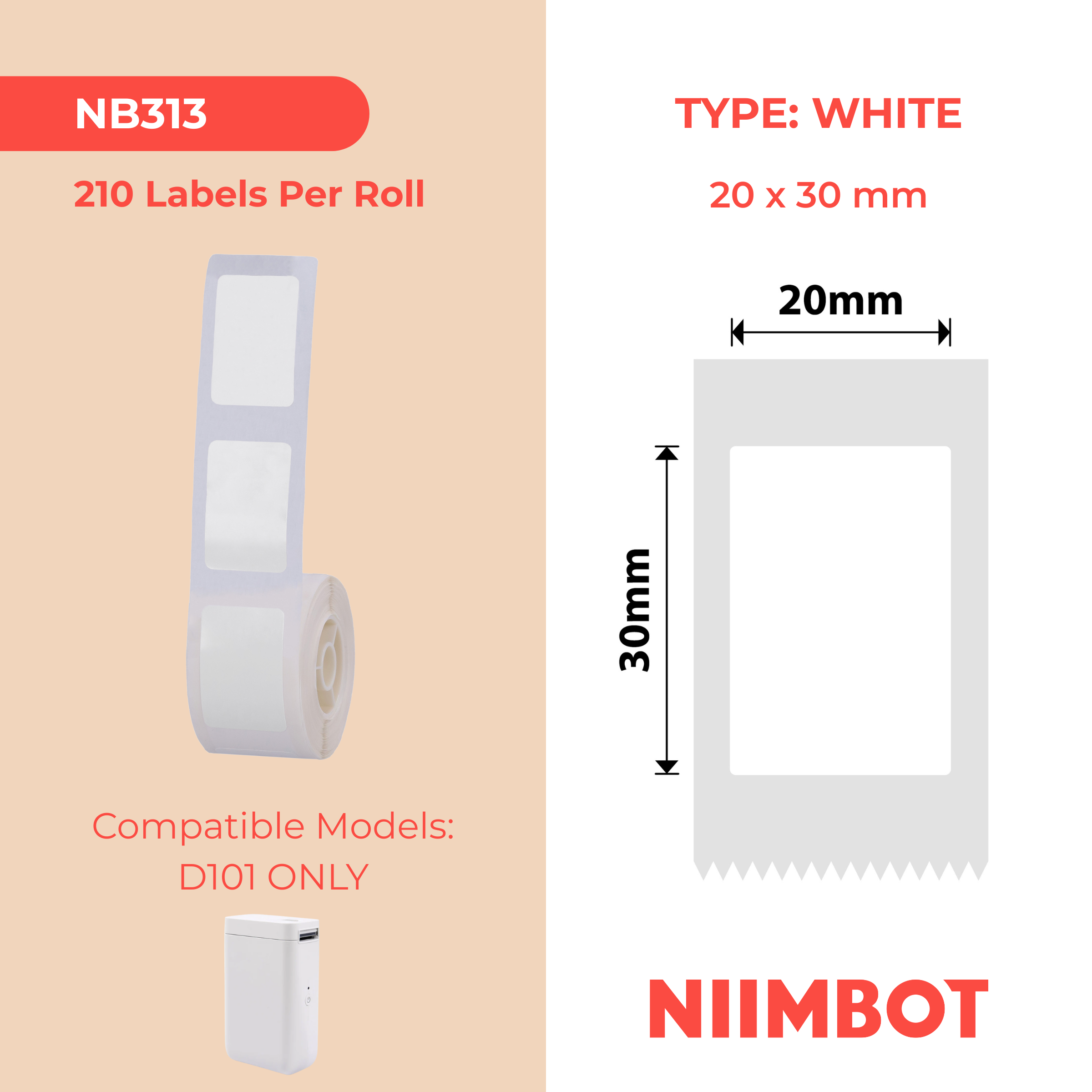 NB313 - NIIMBOT - D101 KUPHELA - R20*30 - 210 AMALEBO NGOKUQONGA NGAWO - OKUMHLOPHE